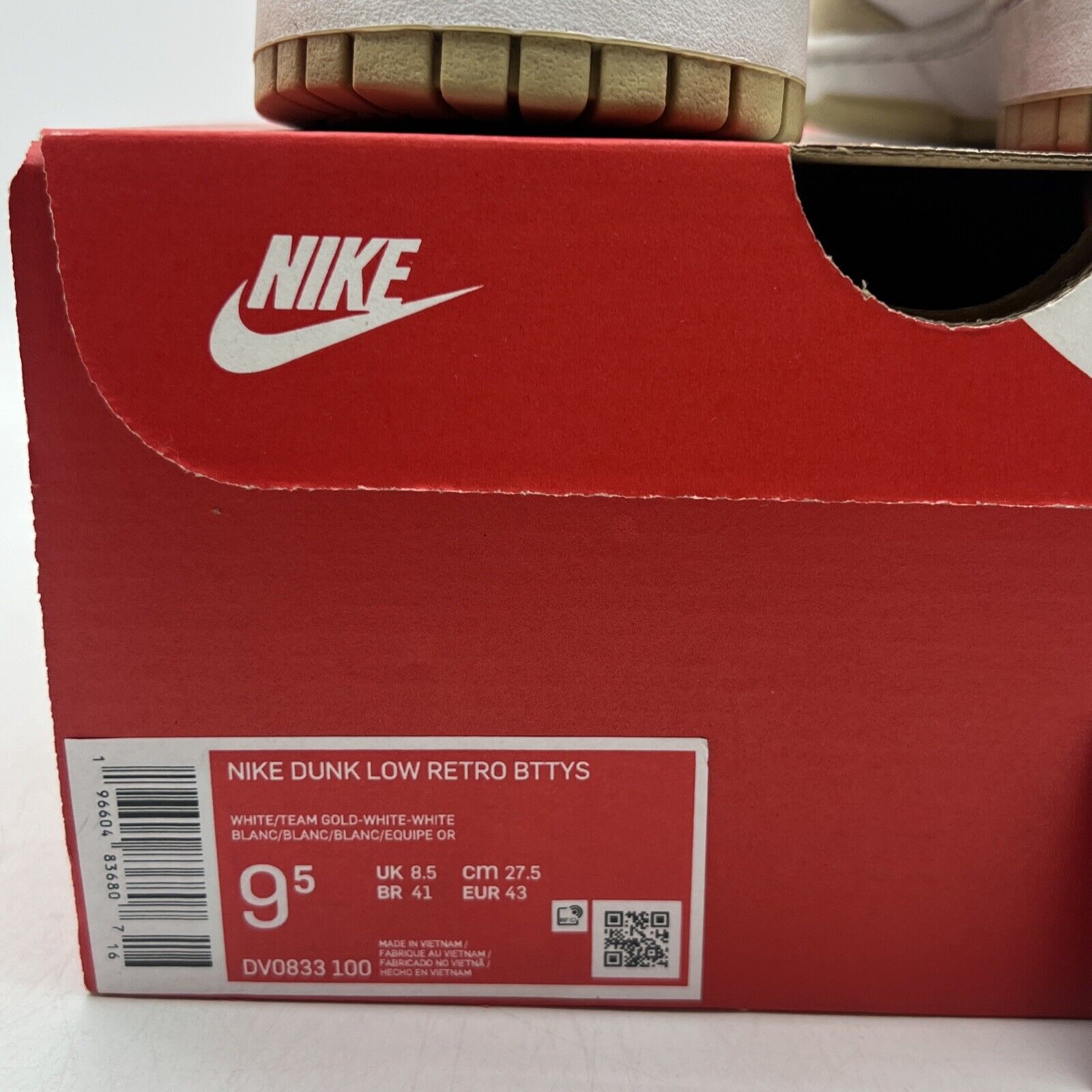 Size 9.5 - Nike Dunk Low Team Gold White Tan Leather (DV0833-100)