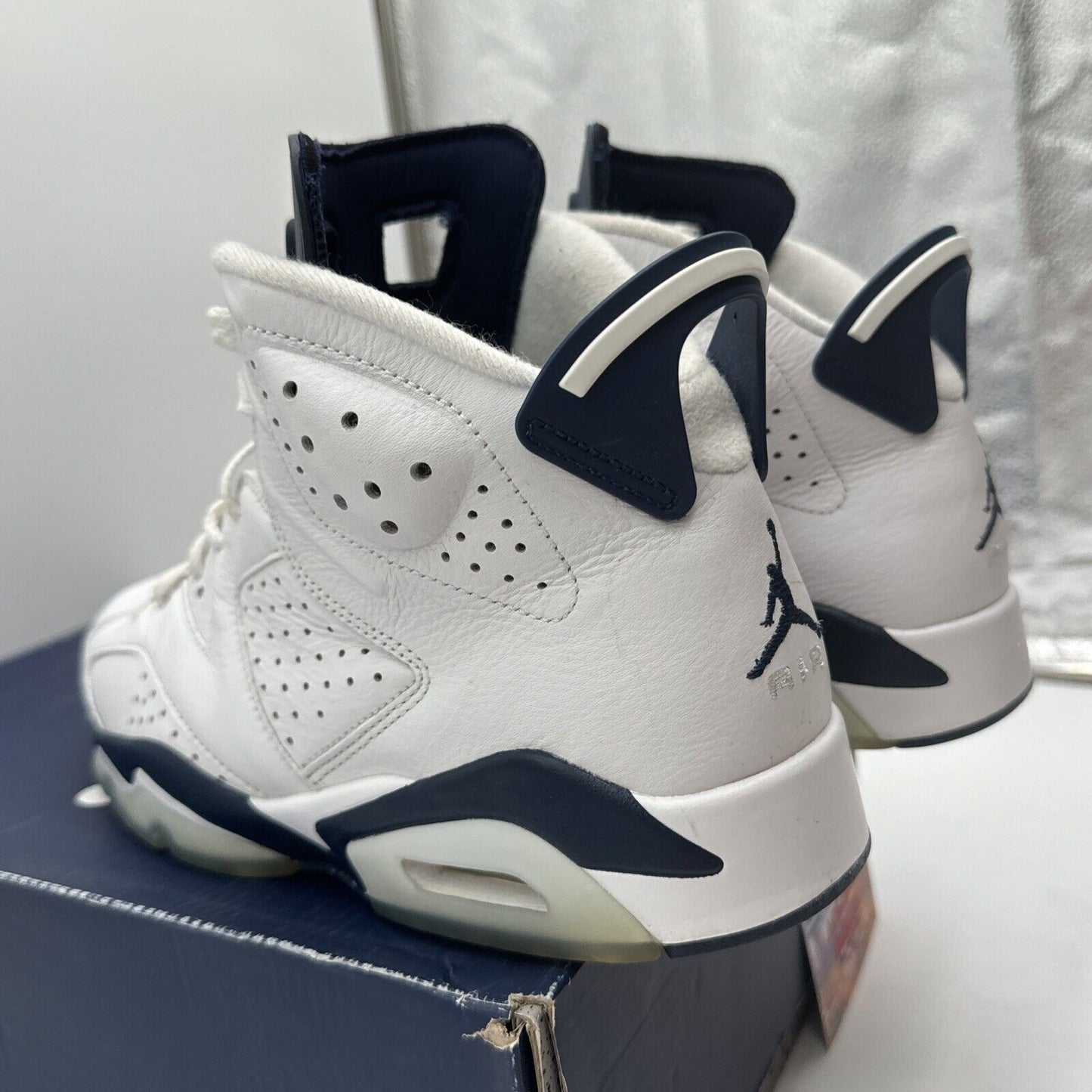 Size 9 - Jordan 6 Retro Midnight Navy White Leather Icy Soles OG All Blues
