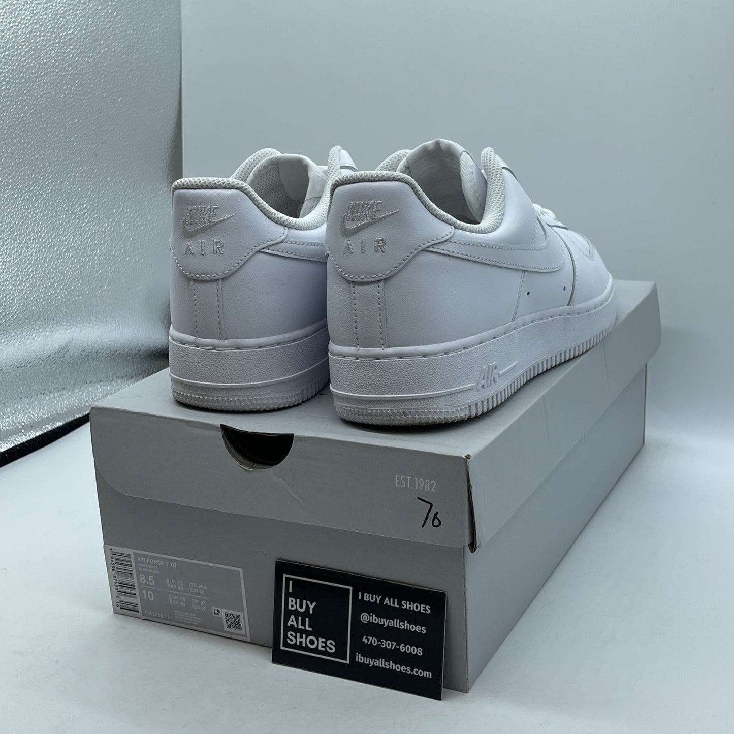 Size 8.5 - Nike Air Force 1 '07 Low Triple White Leather (CW2288-111)
