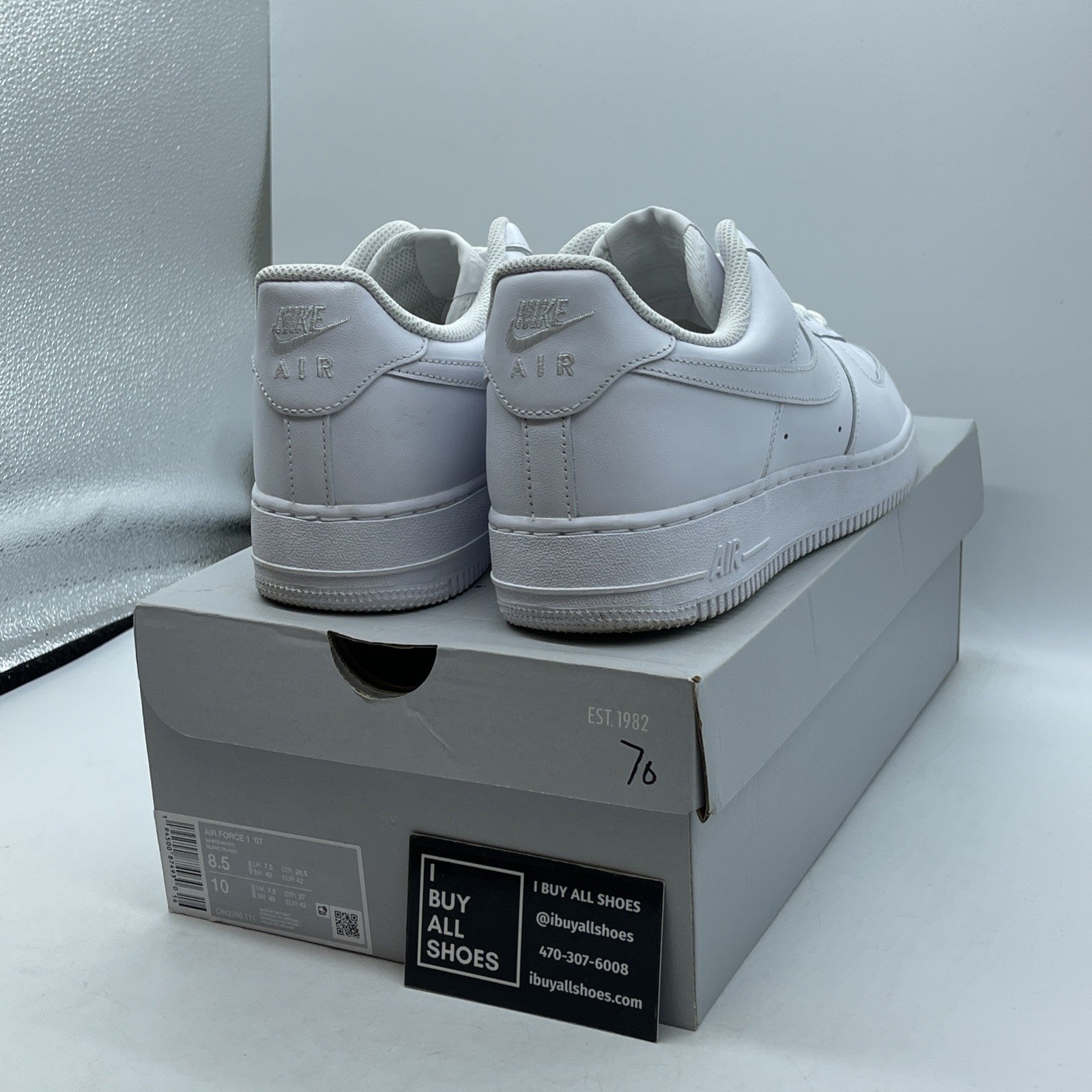 Size 8.5 - Nike Air Force 1 '07 Low Triple White Leather (CW2288-111)