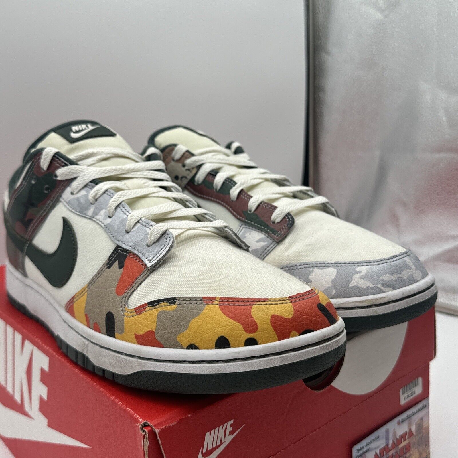 Size 13 - Nike Dunk Low SE Sail Multi-Camo 2021 White Yellow Desert Green Army