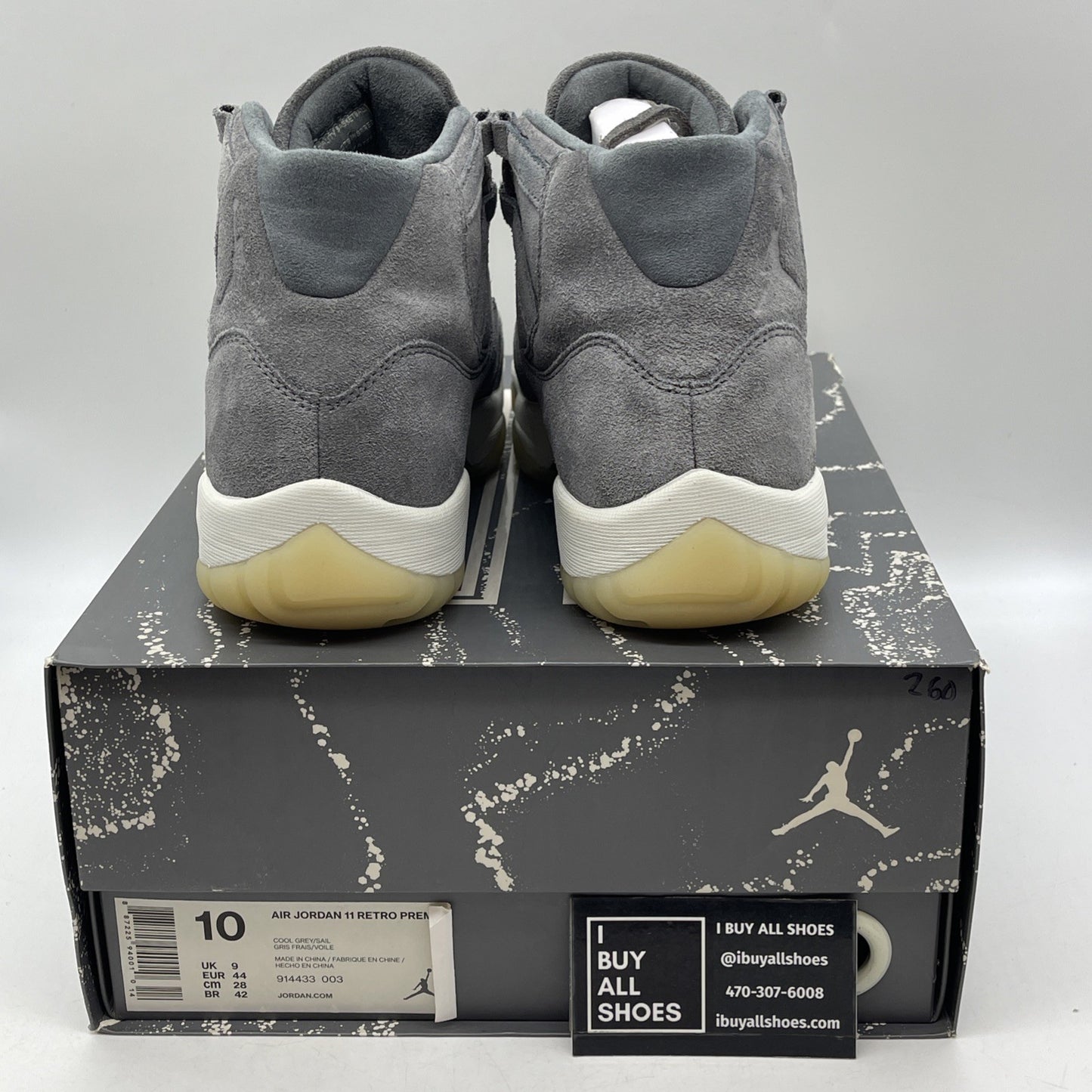Size 10 - Air Jordan 11 Retro Premium Grey Suede (914433-003)