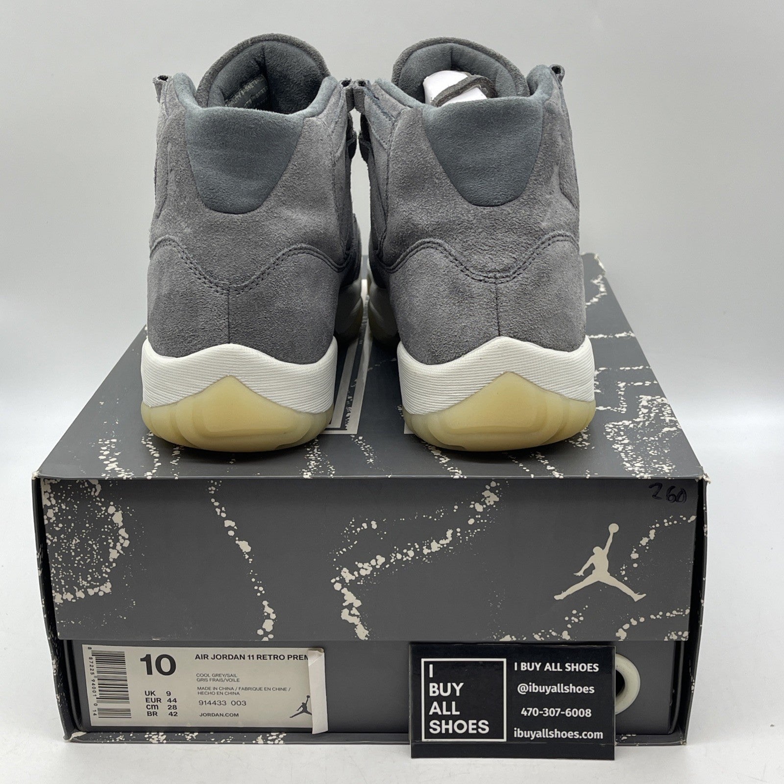 Size 10 - Air Jordan 11 Retro Premium Grey Suede (914433-003)