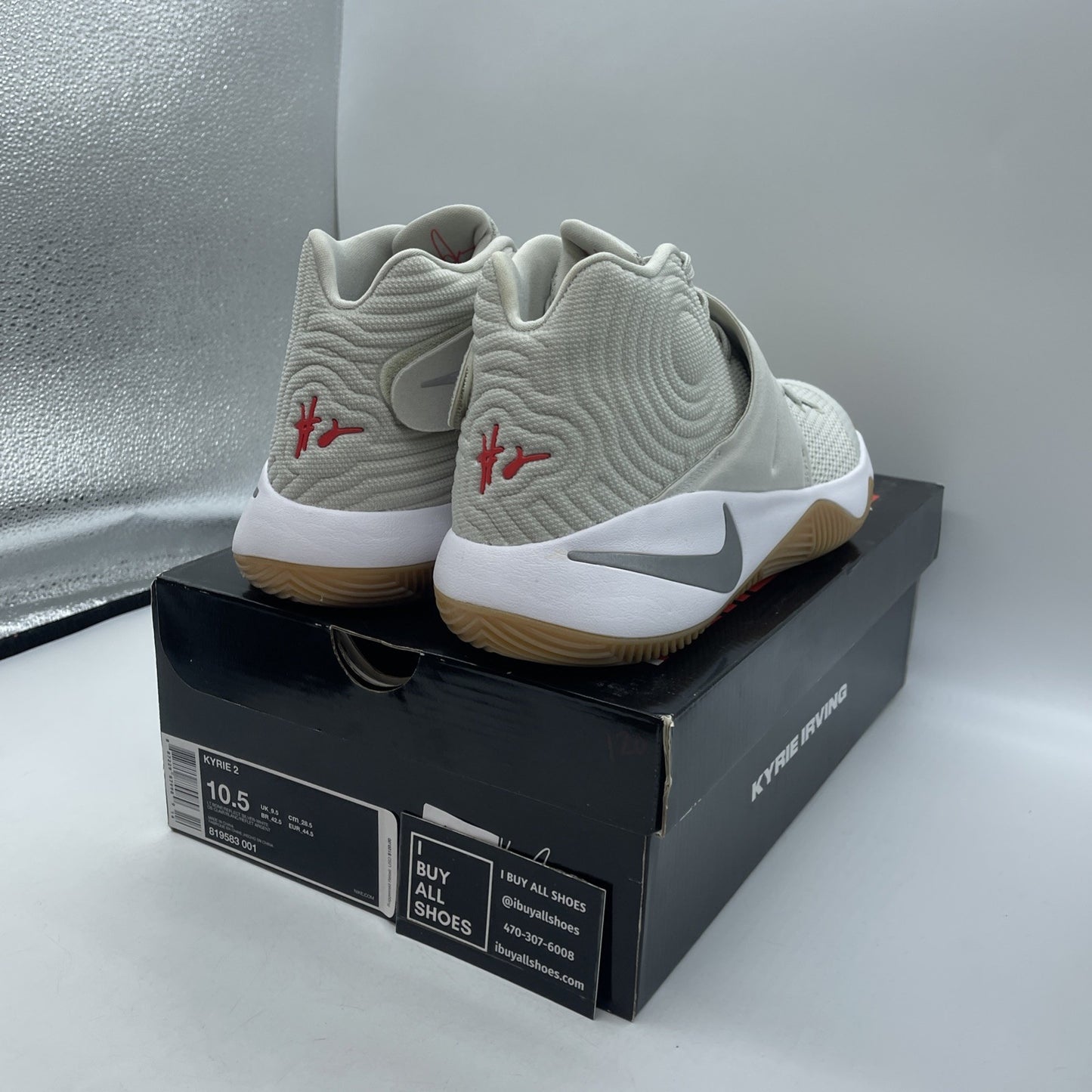 Size 10.5 - Nike Kyrie 2 Summer Grey Suede Leather  (819583-001)