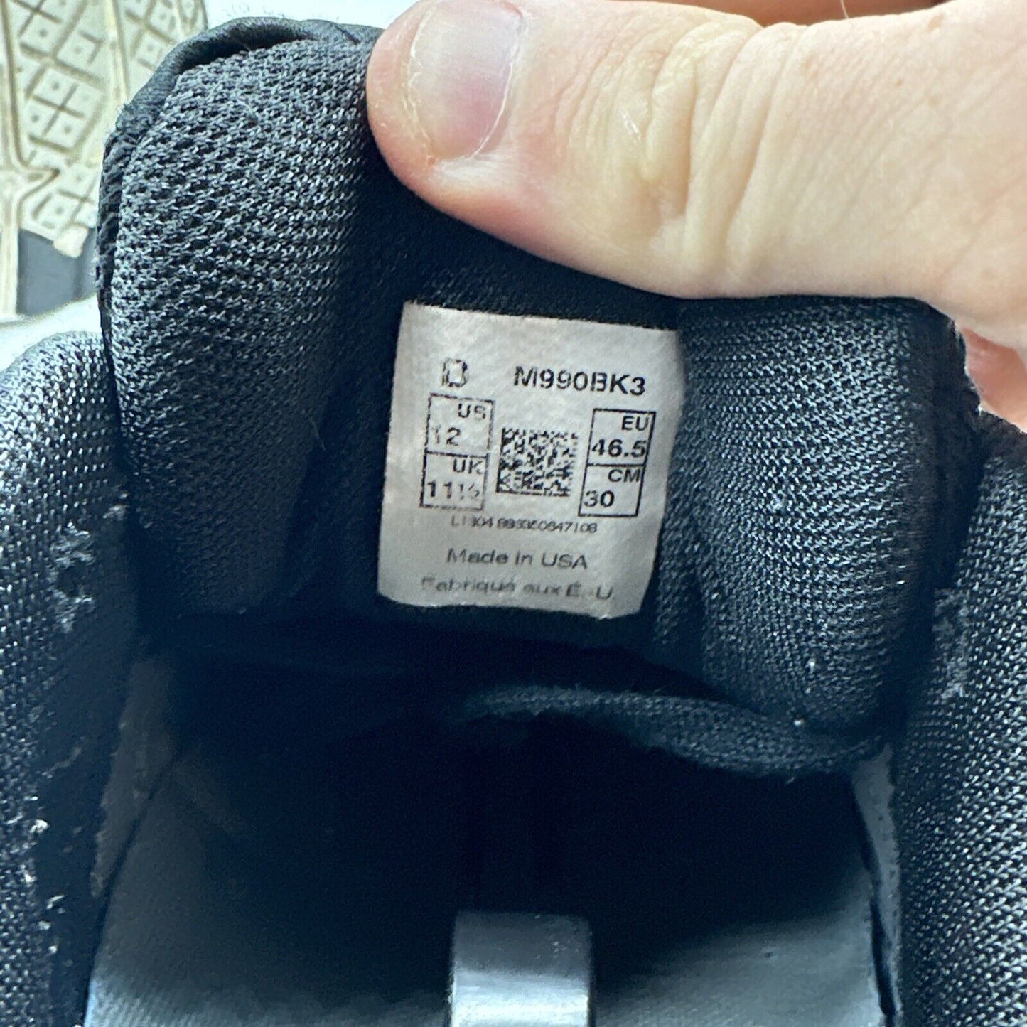 Size 12 - New Balance 990v3 Black White Kith M990bk3