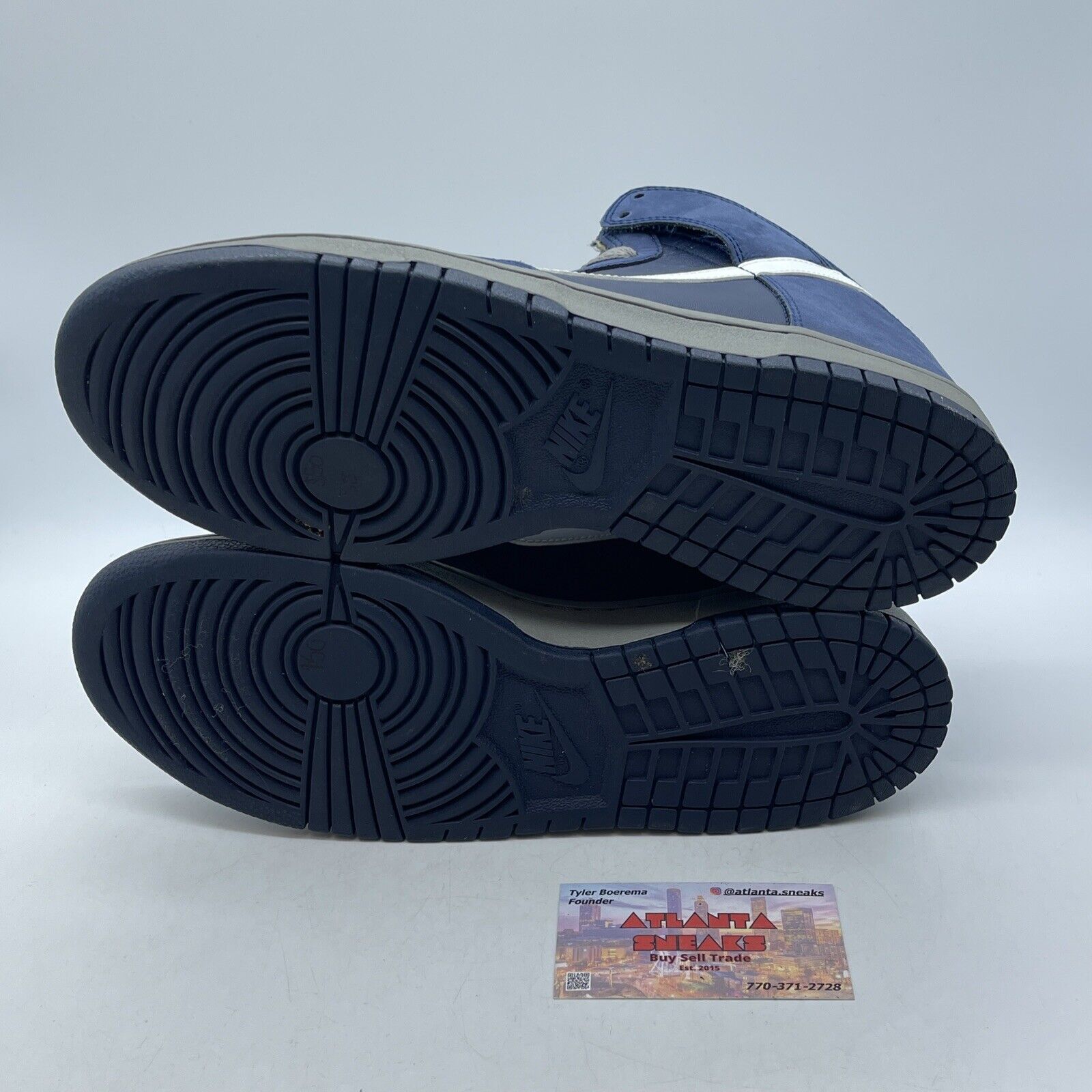 Size 10 - Nike Dunk High Blue White Grey Black Leather Suede (317982-401)