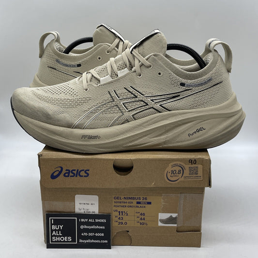 Size 11.5 - Asics Gel Nimbus 26 Feather Grey Black (1011B794-021)