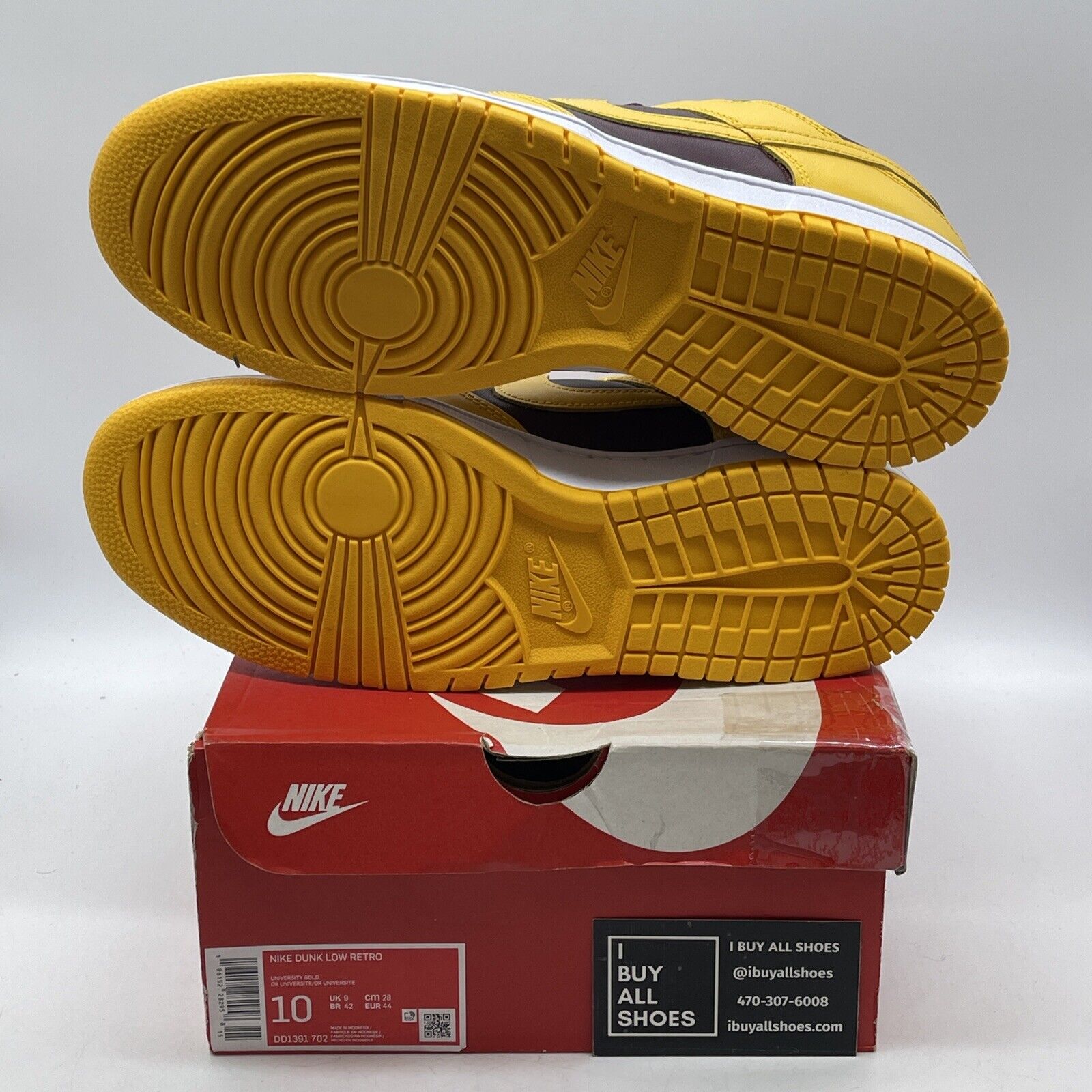 Size 10 - Nike Dunk Low Retro Arizona State Sun Devils Yellow Leather DD1391-702