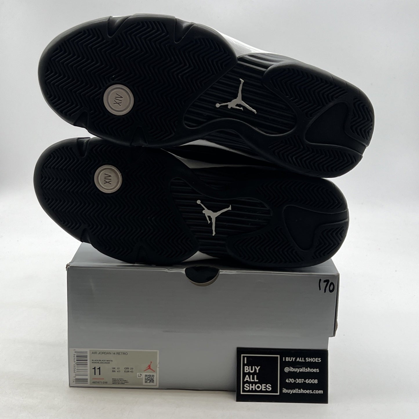 Size 11 - Air Jordan 14 Retro Black White (487471-016)