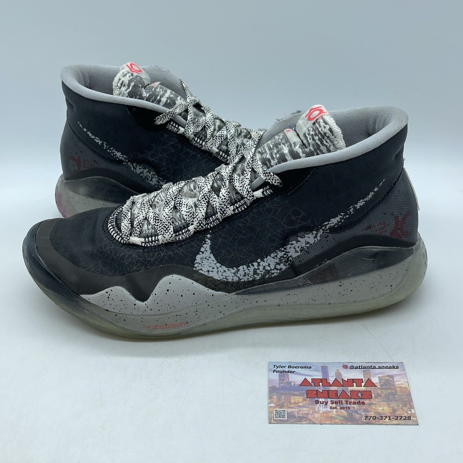 Size 10 - Nike Zoom KD 12 Black Cement Grey White Red (AR4229-002)