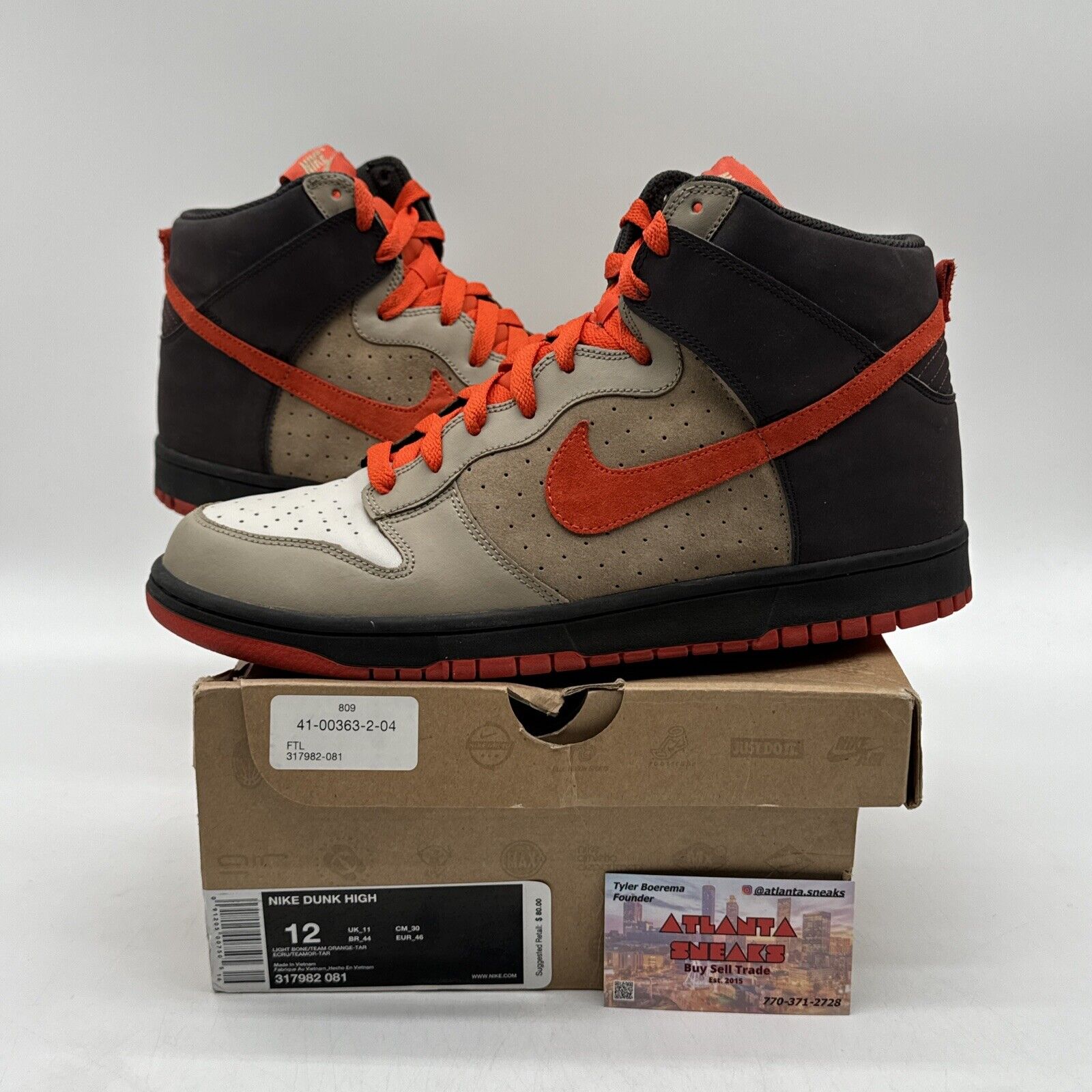Size 12 - Nike Dunk High Brown - 317982-081 Orange 2008 Release Suede Leather