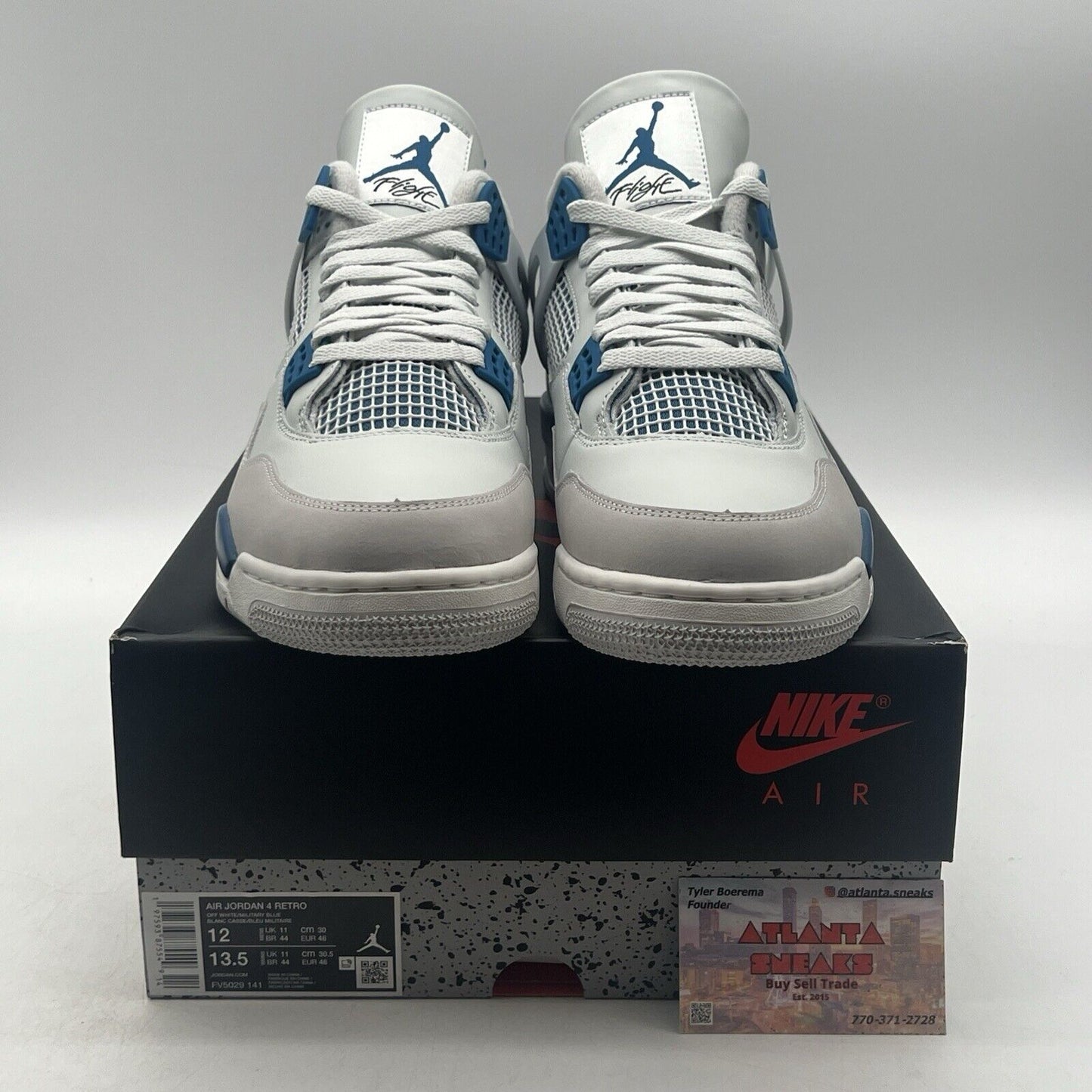 Size 12 - Air Jordan 4 Retro 2024 Military Blue White Leather Suede (FV5029-141)