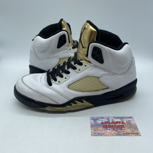 Size 10 - Air Jordan 5 Retro Olympic White Black Gold Leather (136027-133)