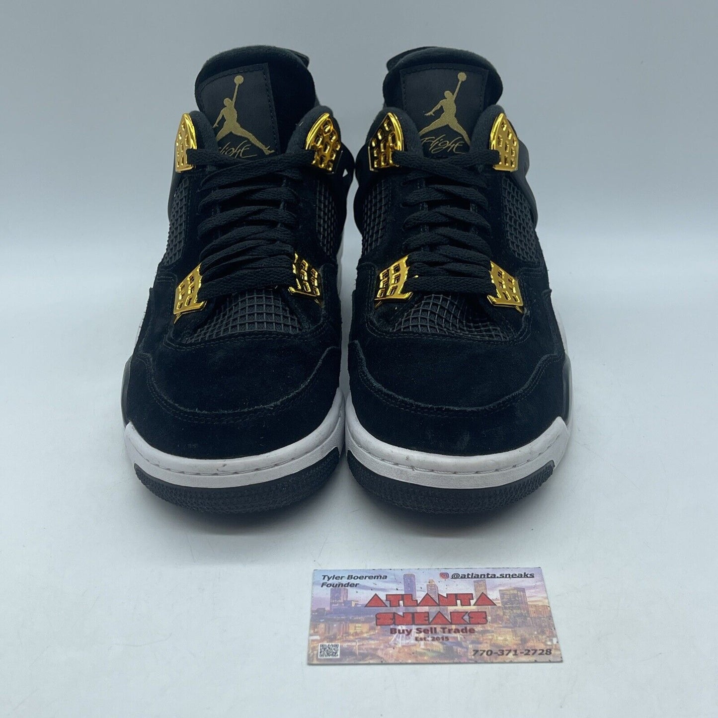 Size 10 - Jordan 4 Retro Royalty 2017 Gold White Black Suede (308497-032)