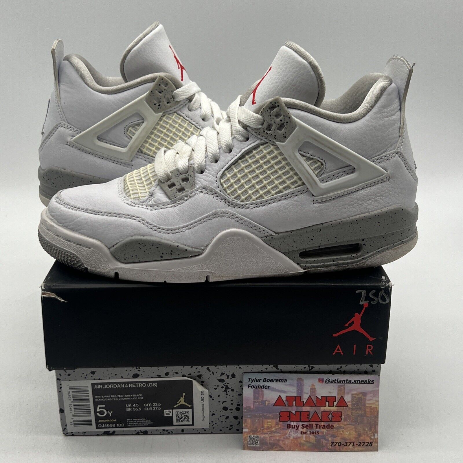 Size 5Y - Jordan 4 Retro Mid White Oreo Red Leather (DJ4699-100)