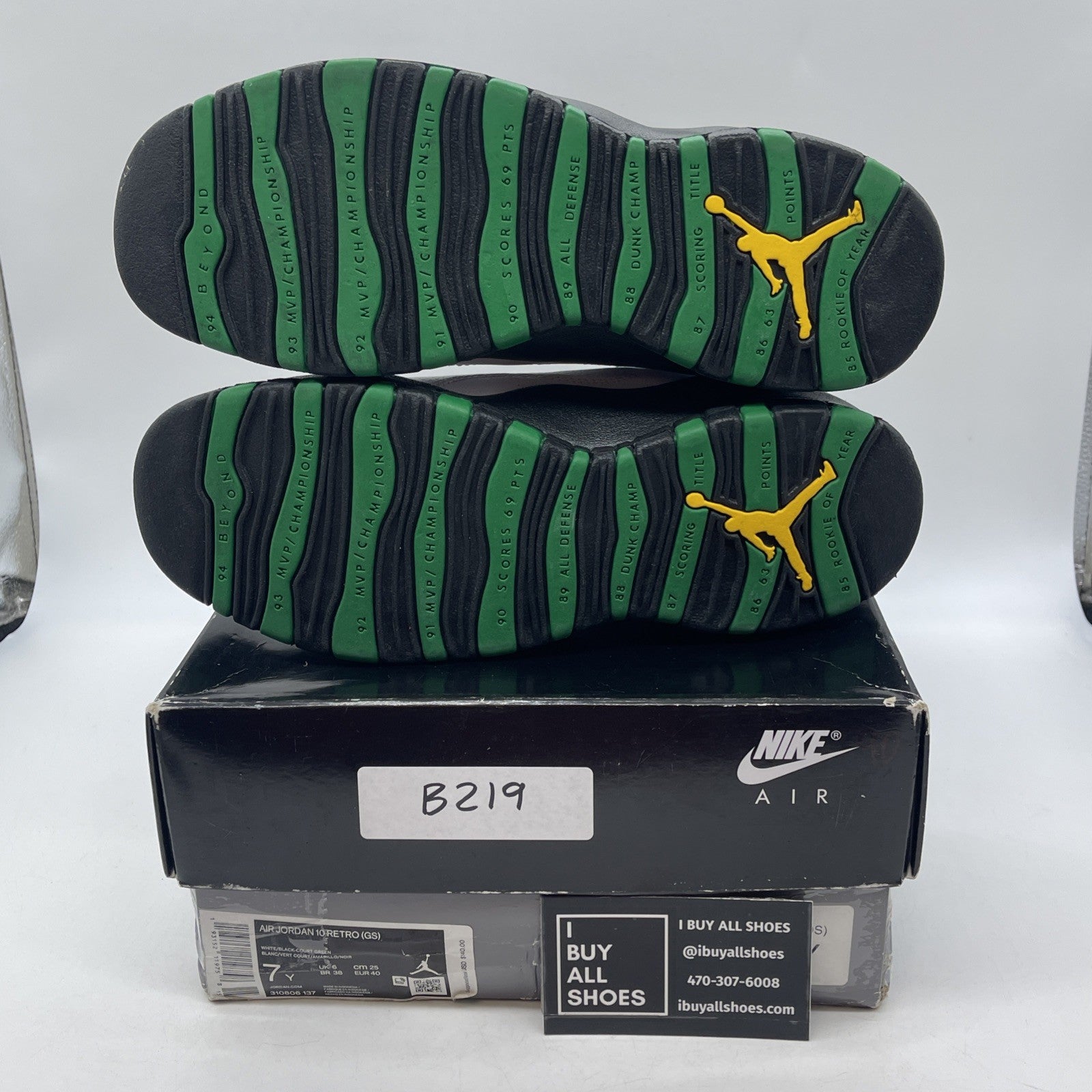 Size 7Y - Air Jordan 10 Retro 2019 Seattle White Black Leather (310806-137)