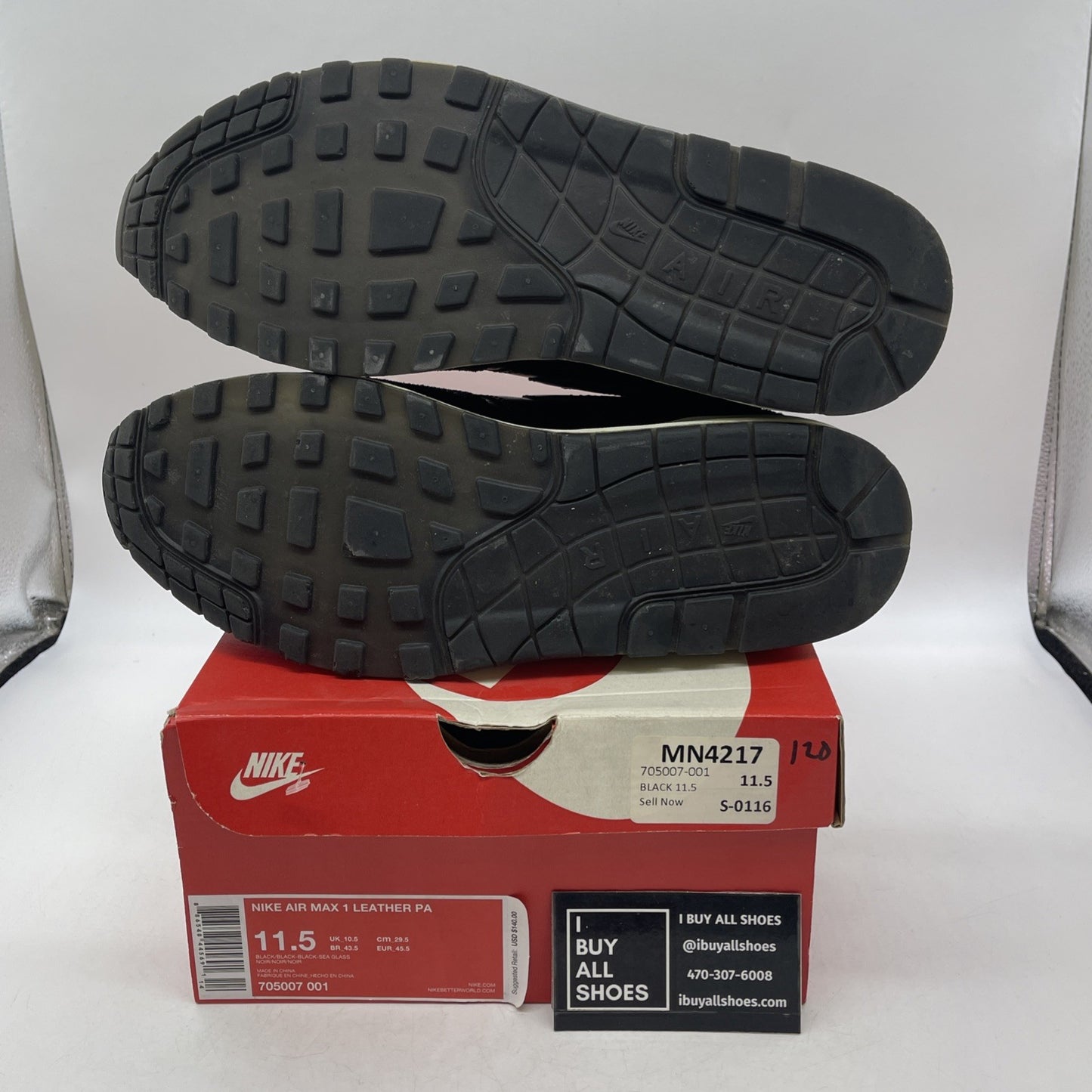 Size 11.5 - Nike Air Max 1 Leather Pa Caviar (705007-001)
