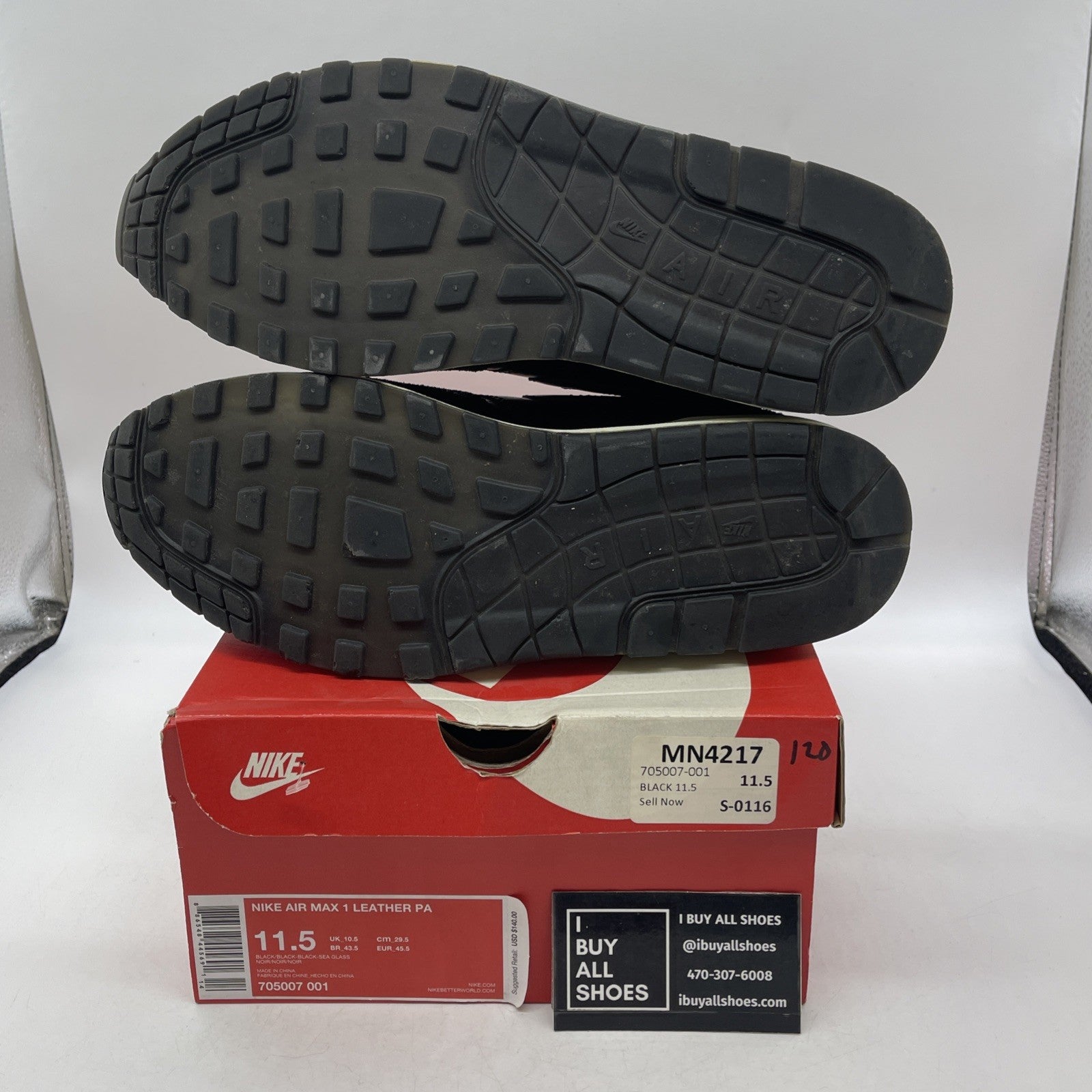 Size 11.5 - Nike Air Max 1 Leather Pa Caviar (705007-001)