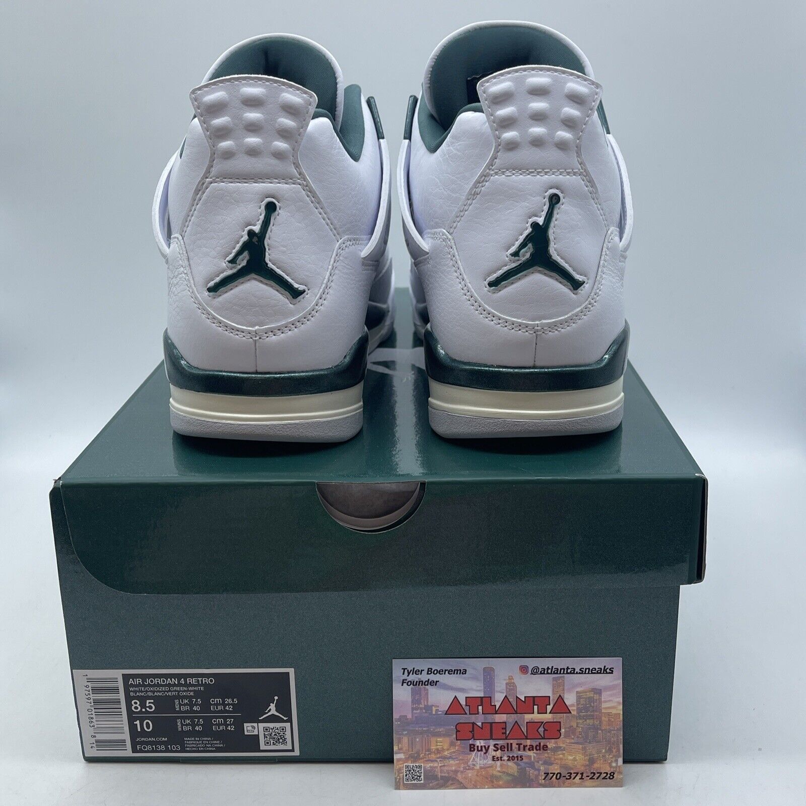 Size 8.5 - Air Jordan 4 Retro Oxidized Green white Leather (FQ8138-103)