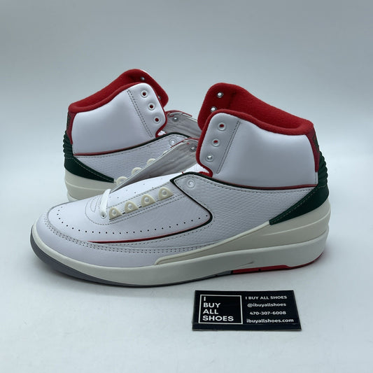 Size 10 - Air Jordan 2 Retro Origins White Green Red Leather (DR8884-101)