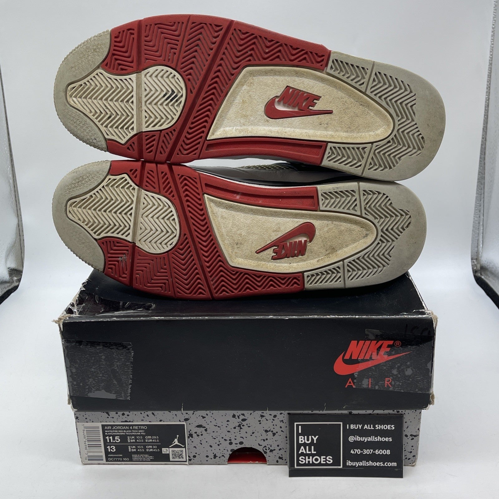 Size 11.5 - Jordan 4 Retro OG Mid Fire Red White Black Leather (DC7770-160)