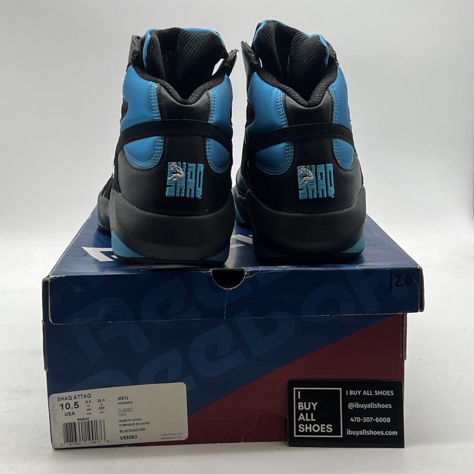 Size 10.5 - Reebok Shaq Attaq 2013 Black Azure (V55083)