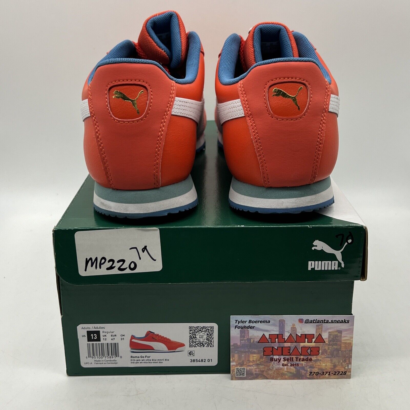 Size 13 - PUMA Roma Go For - Blue White Leather (385482-01)
