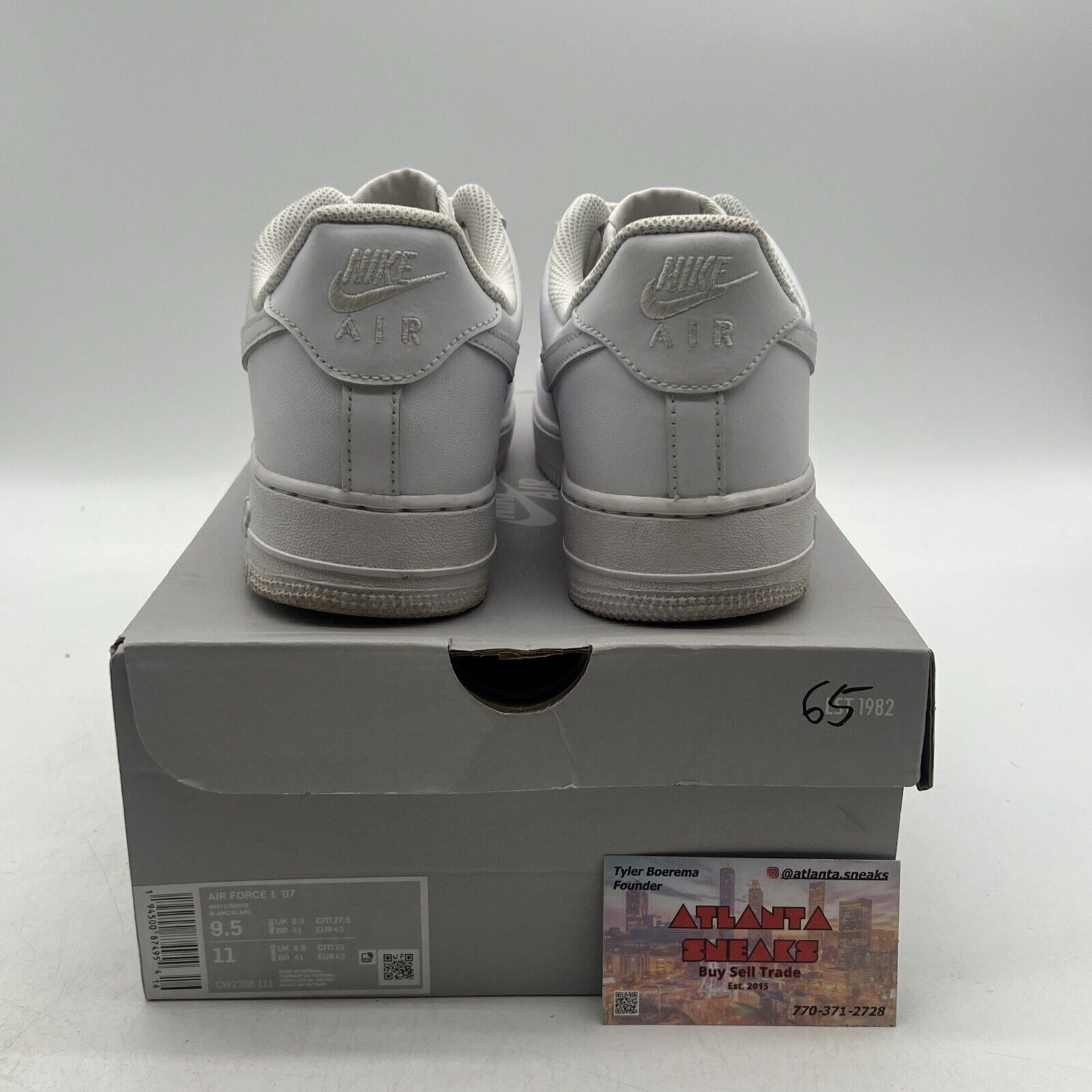 Size 9.5 - Nike Air Force 1 '07 Low Triple White Leather (CW2288-111)