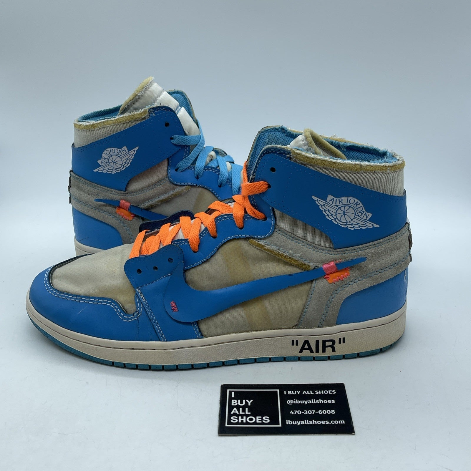 Size 12 - Jordan 1 Retro OG x Off-White High UNC Blue White Grey (AQ0818-148)