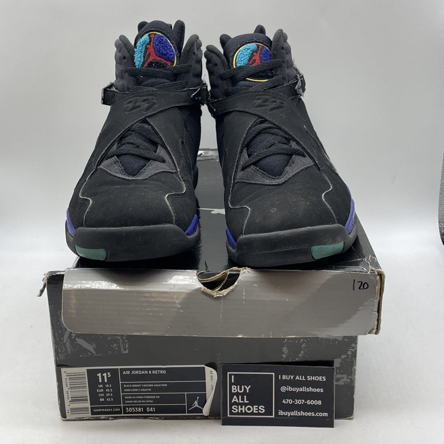 Size 11.5 - Air Jordan 8 Retro 2007 Aqua (305381-041)