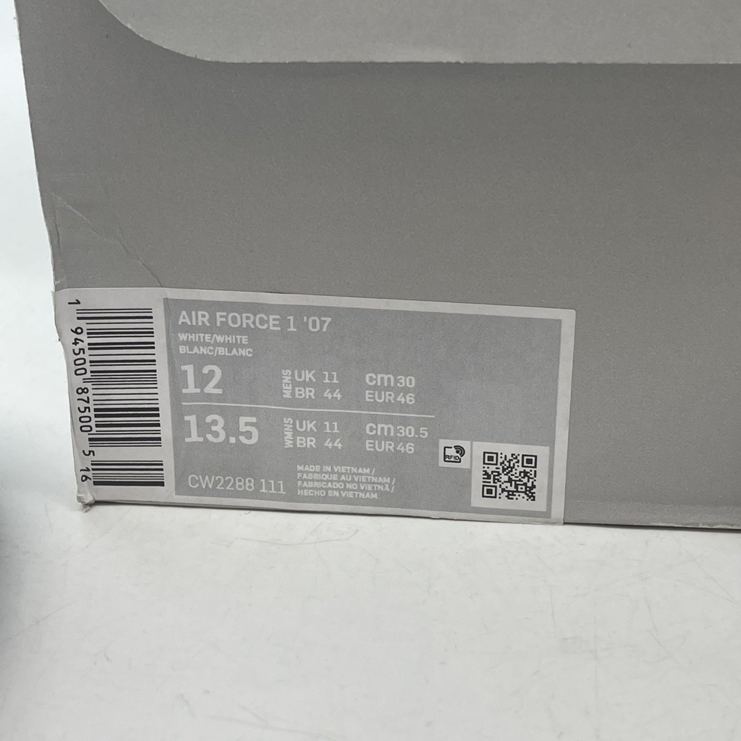 Size 12 - Nike Air Force 1 '07 Low Triple White Leather (CW2288-111)