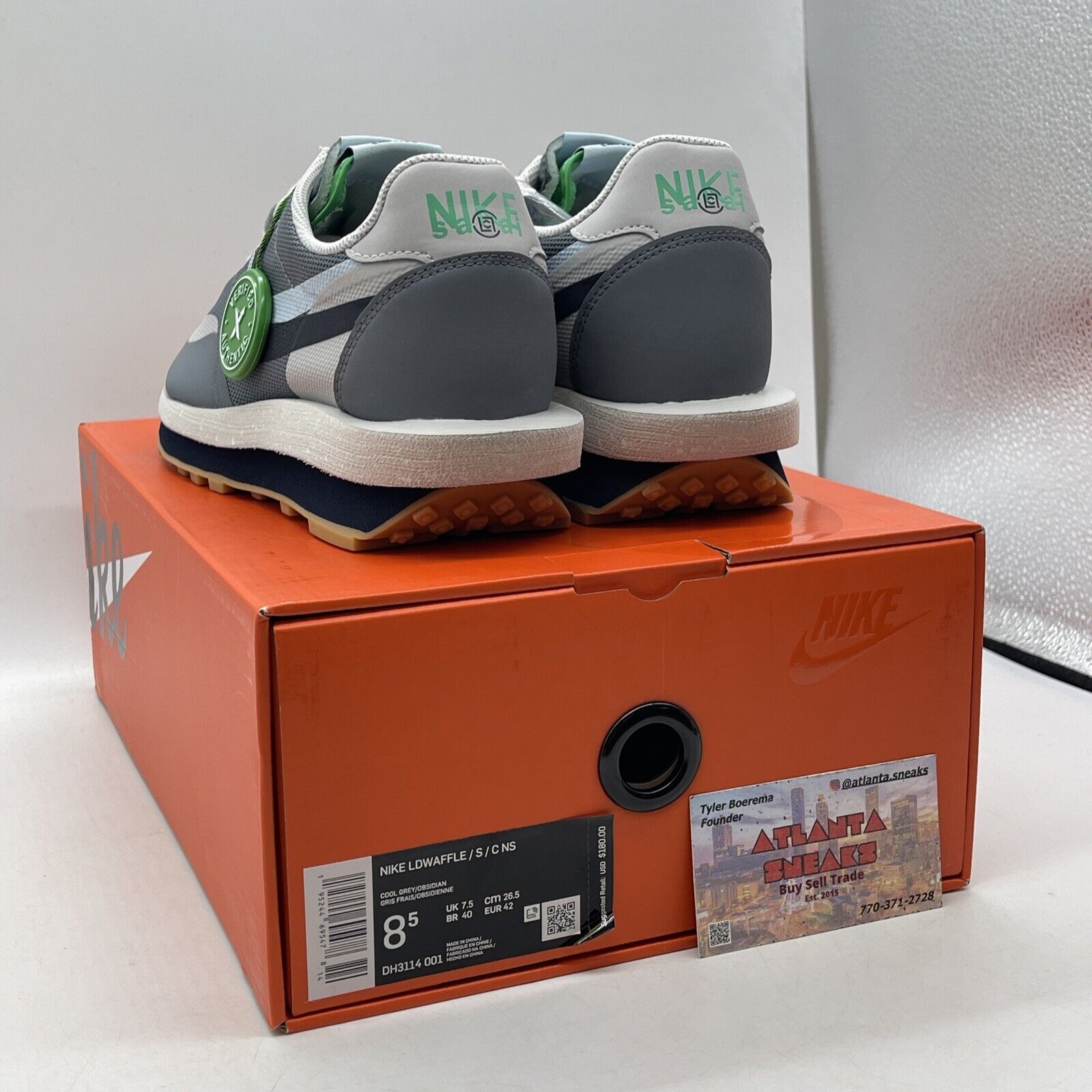 Size 8.5 - Nike sacai x Clot x LDWaffle Kiss Of Death 2 Grey Suede (DH3114-001)