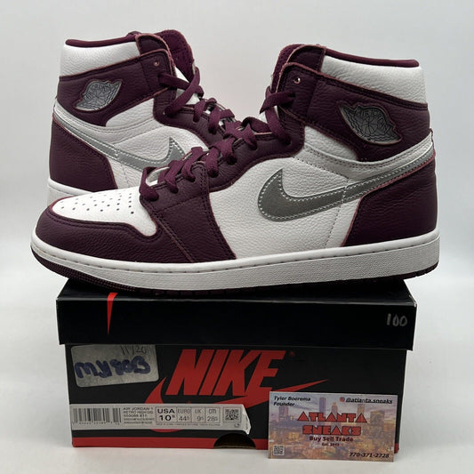 Size 10.5 - Jordan 1 Retro High OG Bordeaux White Silver Leather (555088-611)