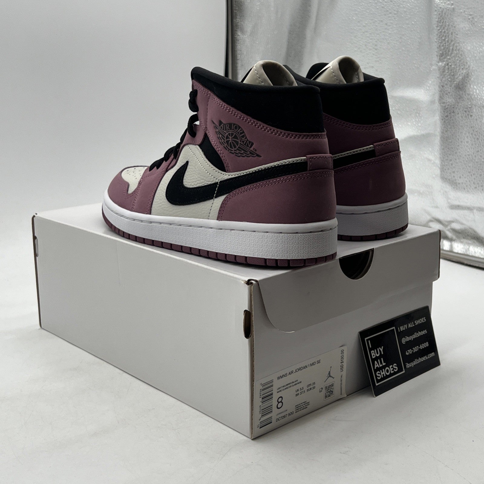Size 8W - Air Jordan Retro 1 Mid Mulberry Pink  (DC7267-500)
