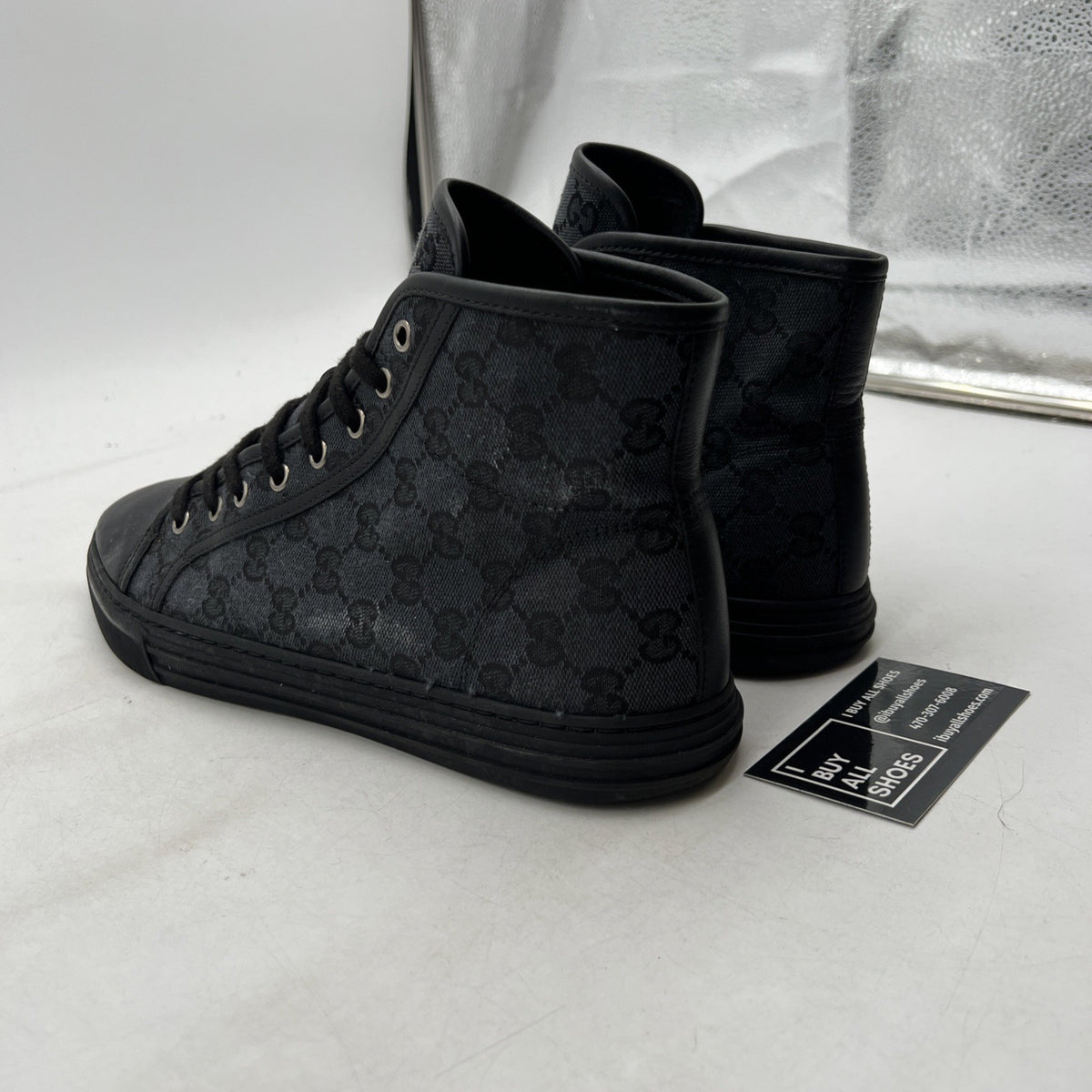Size 8G - Gucci GG Supreme Monogram High Mens Black Sneakers