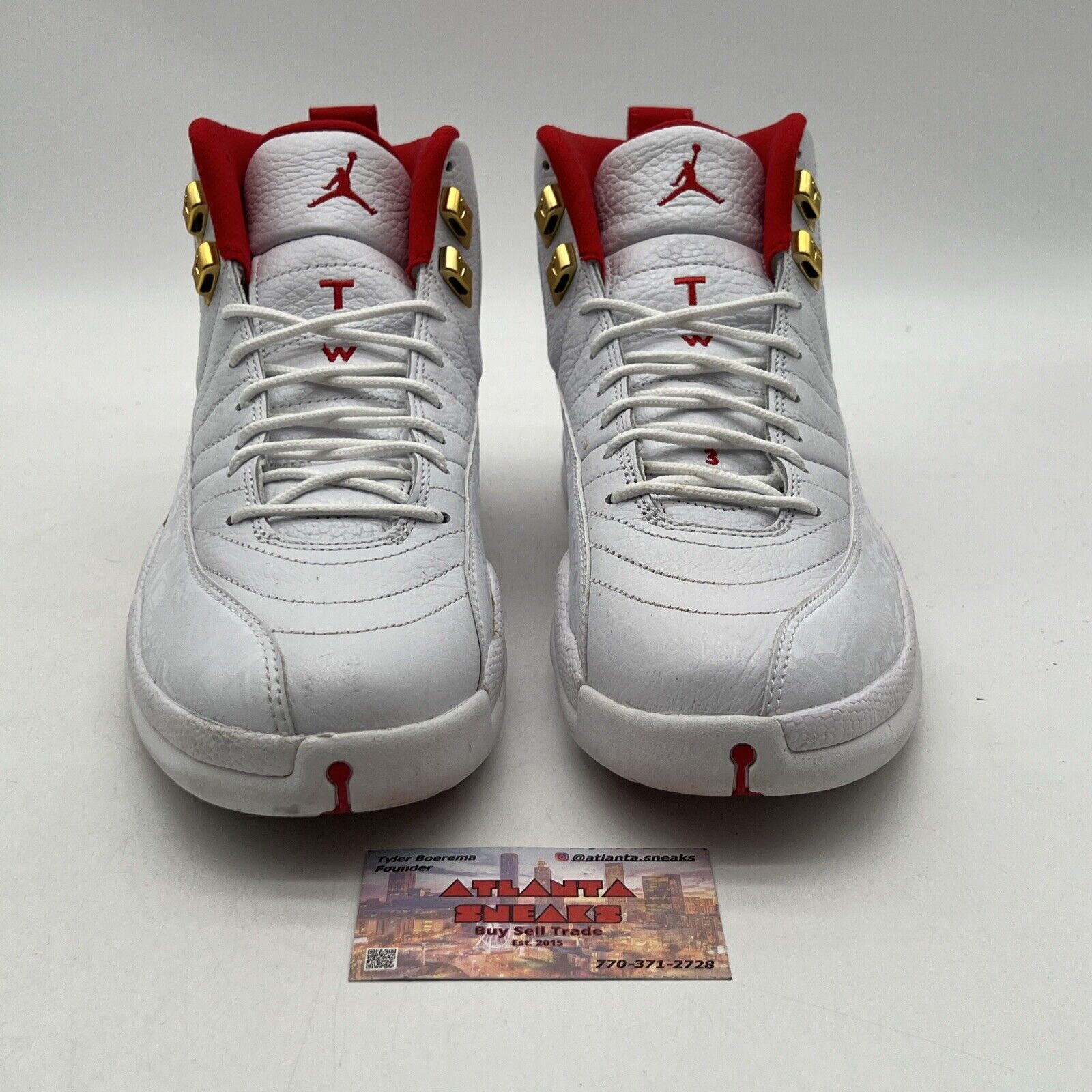 Size 10.5 - Air Jordan 12 Retro FIBA White Red Leather Gold (130690-107)