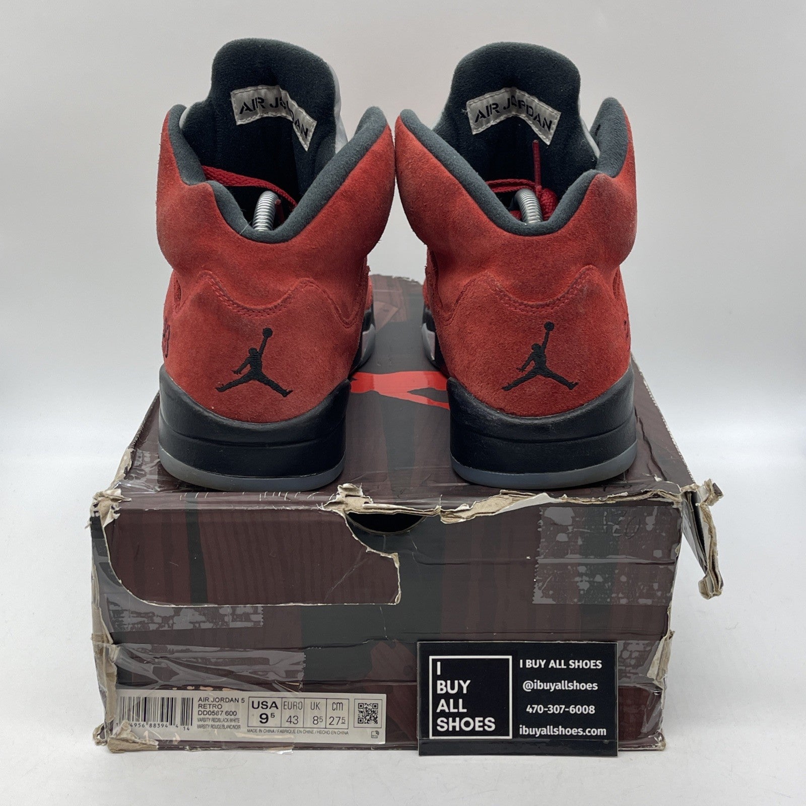 Size 9.5 - Jordan 5 Retro Mid Raging Bull Red Black Suede (DD0587-600)