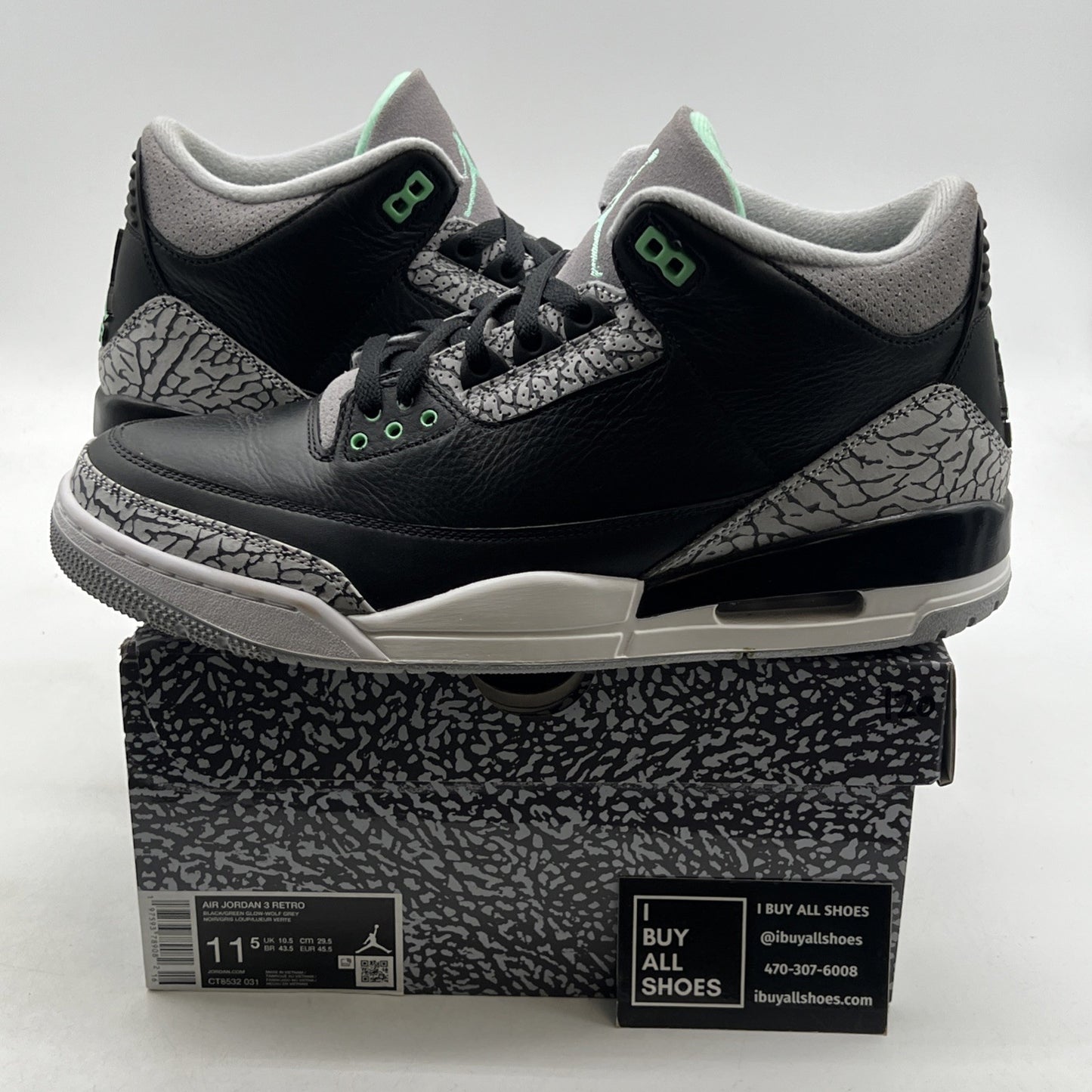 Size 11.5 - Air Jordan 3 Retro Green Glow (CT8532-031)