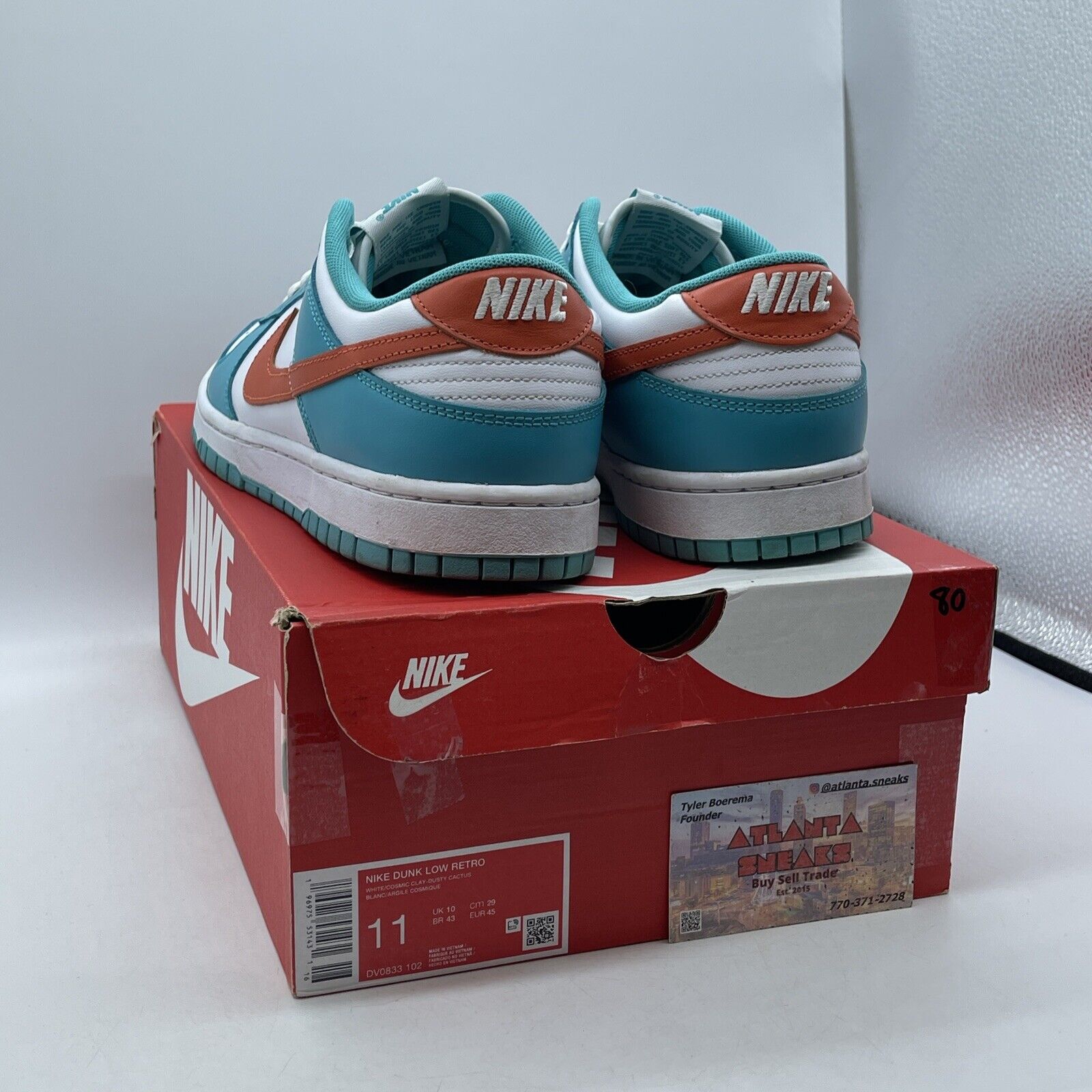 Size 11 - Nike Dunk Low Miami Dolphins White Blue Orange Leather (DV0833-102)