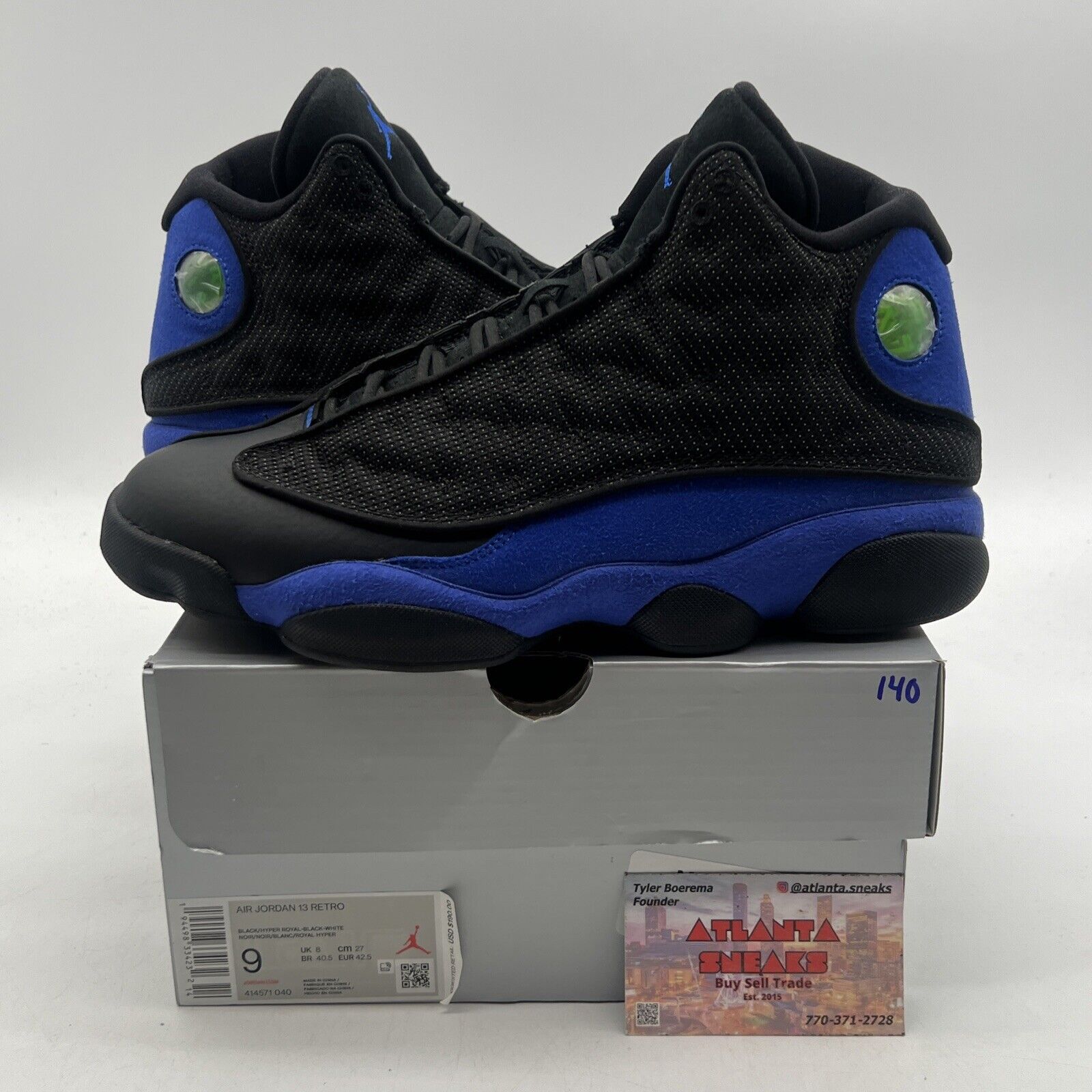 Size 9 - Jordan 13 Retro Hyper Royal 2020 Black Blue Leather Suede (414571-040)