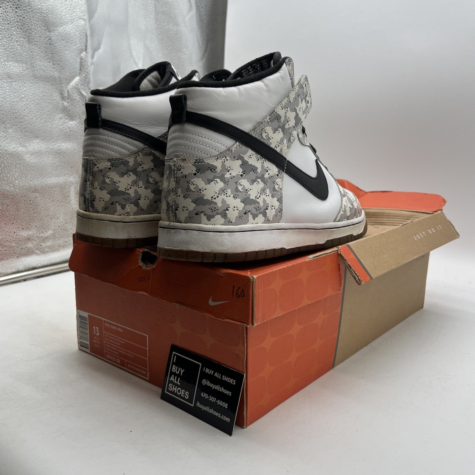 Size 13 - Nike Dunk High White - (309432-102)