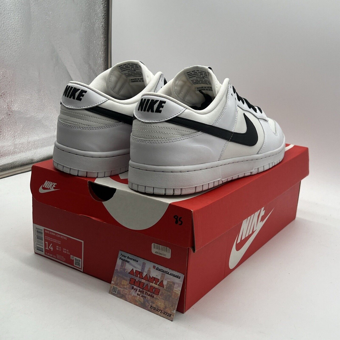 Size 14 - Nike Dunk Low Reverse Panda White Black Leather (DJ6188-101)