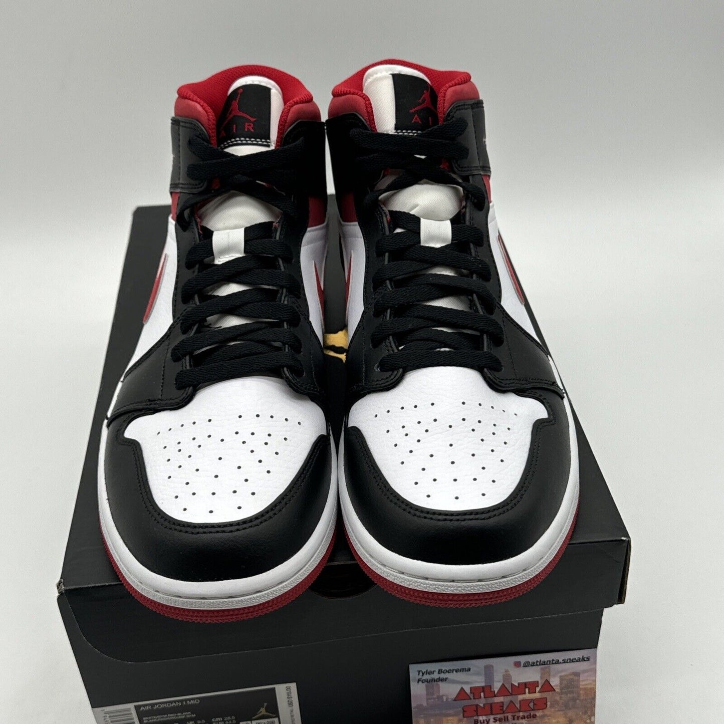 Size 10.5 - Jordan 1 Mid Metallic Red Gym Red Black Suede Leather Mid Blanc OG