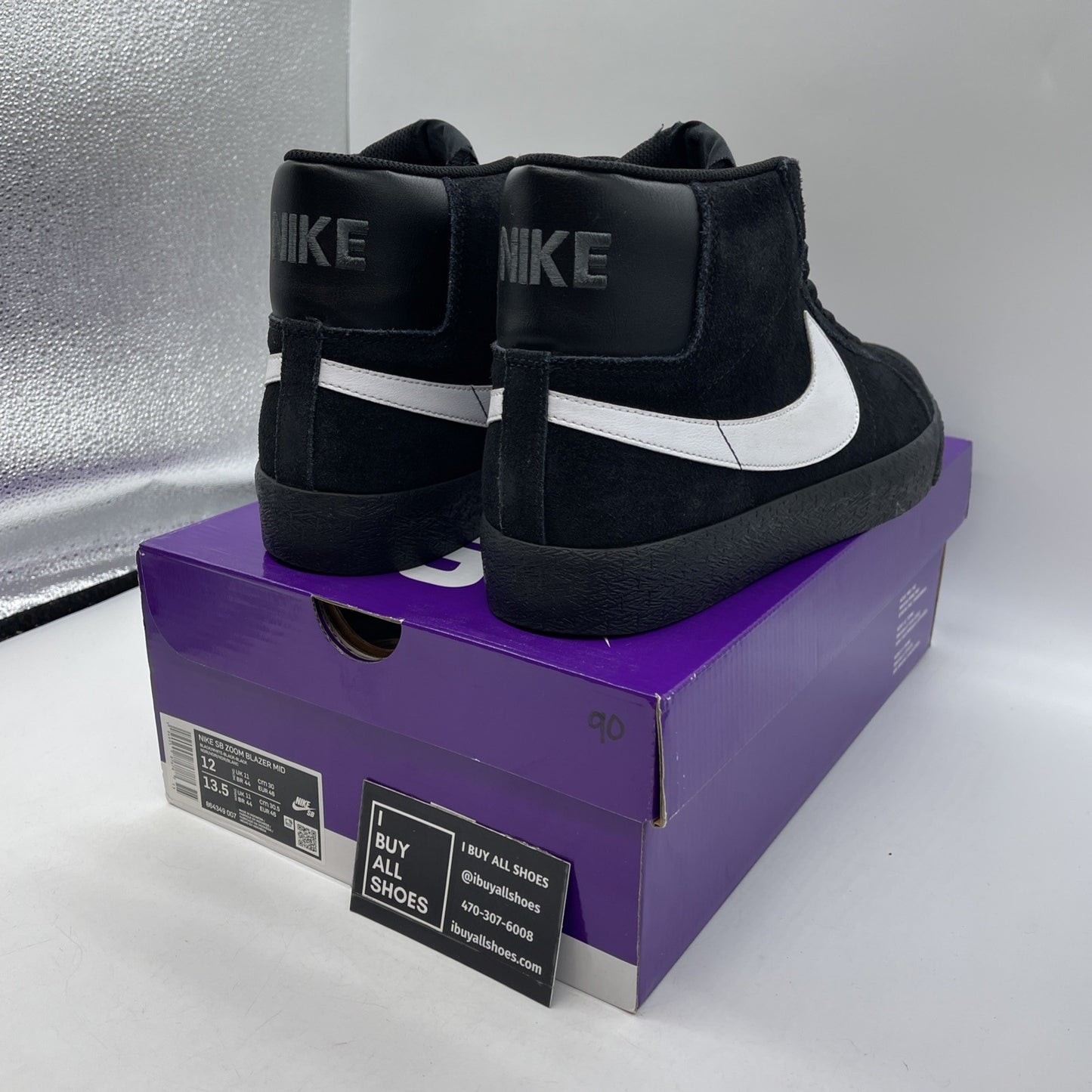 Size 12 - Nike Zoom Blazer SB Mid Black White Suede Leather (864349-007)