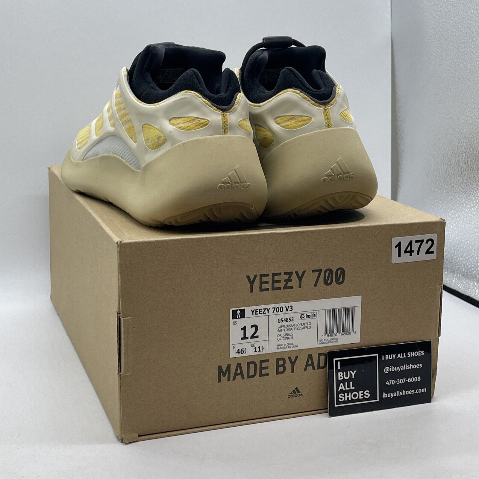 Size 12 - adidas Yeezy 700 V3 Safflower Brown Tan Black Suede (G54853)