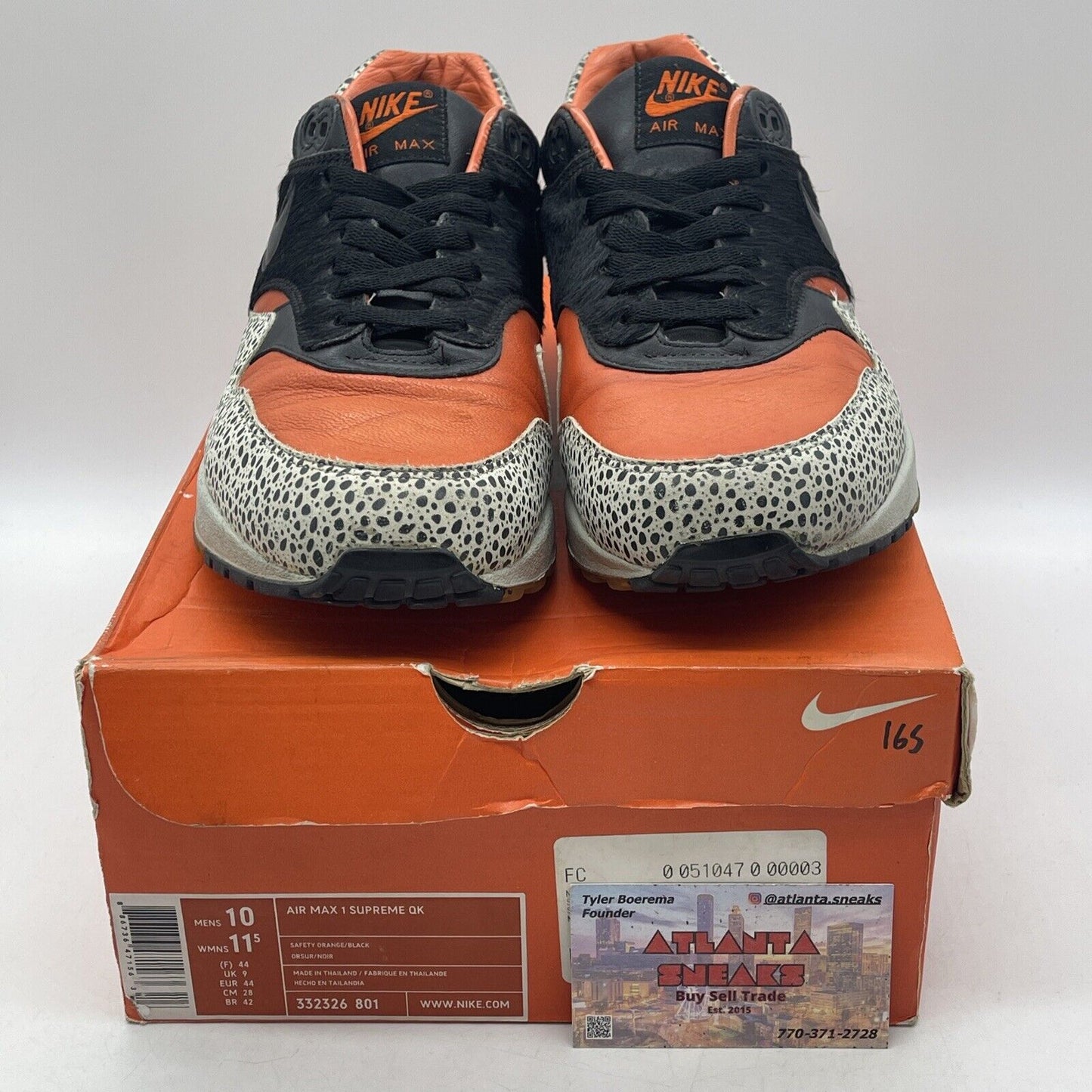 Size 10 - Nike Air Max 1 Supreme QK Keep Rippin Stop Slippin (332326-801)