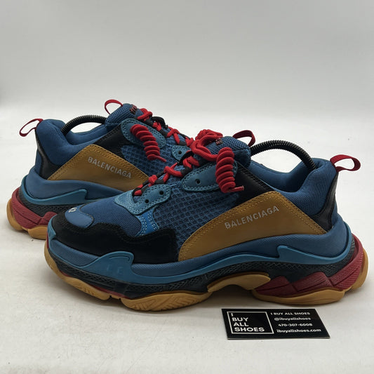 Size 9 - Balenciaga Triple S Sneaker Blue Orange Red Distressed Mens