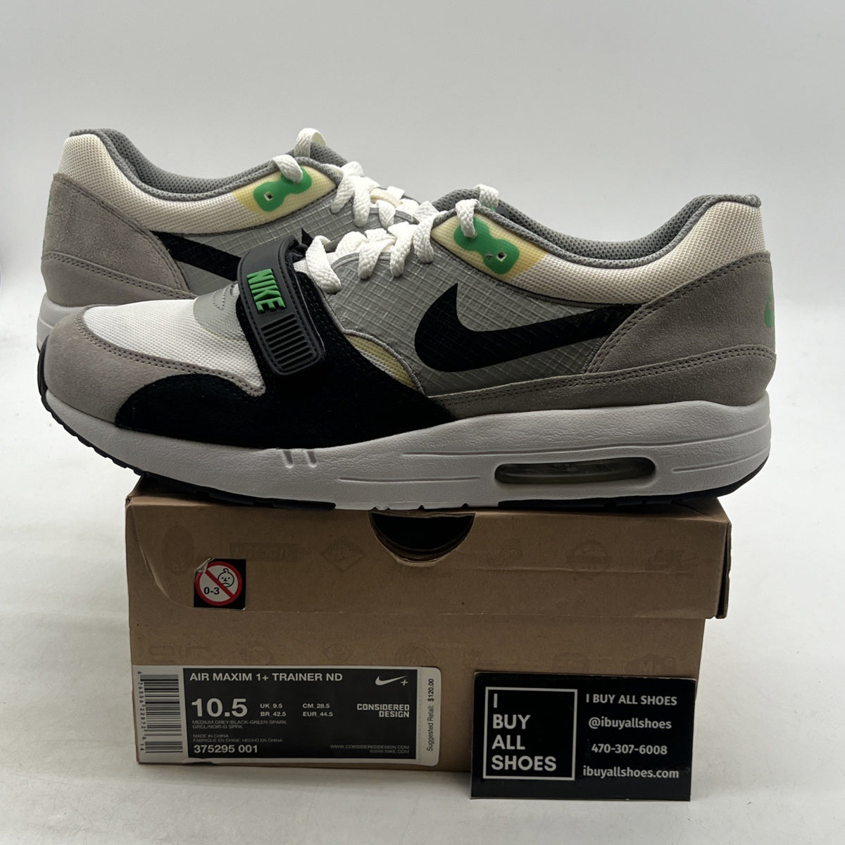 Size 10.5 - Nike Air Maxim 1+ Trainer Nd Gray (375295-001)