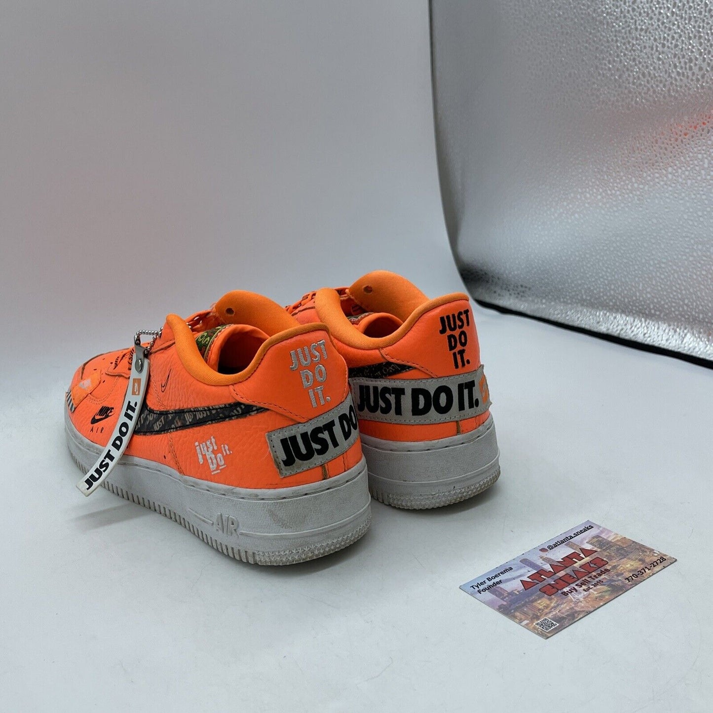 Size 6.5Y -  Air Force One Low "Just Do It’ Orange White Leather (AO3977-800)