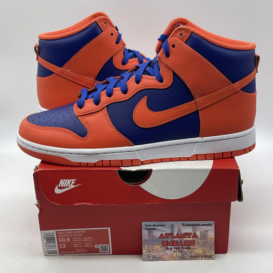 Size 10.5 - Nike Dunk High Knicks Orange White Blue Leather (DD1399-800)